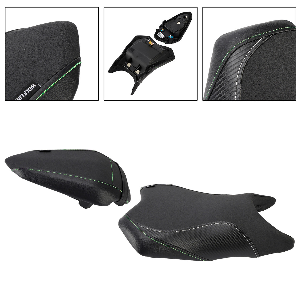 2024-2025 Kawasaki Ninja Z500 Front & Rear Seat Driver Cushion Black Generic