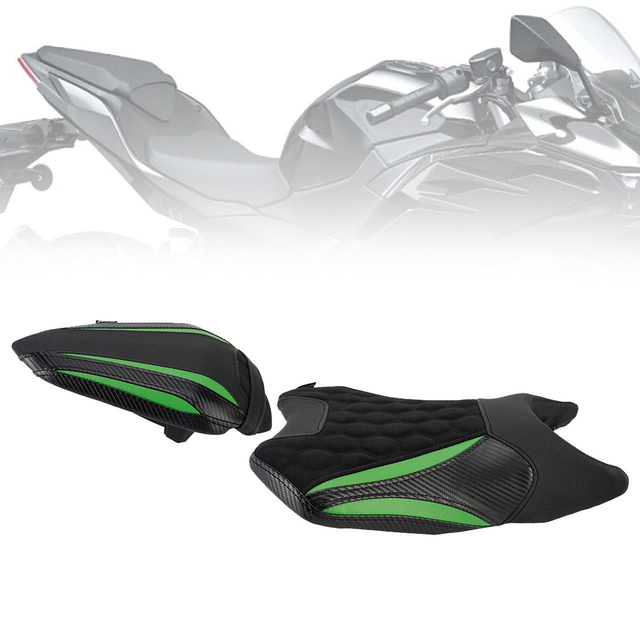 2024-2025 Kawasaki Ninja Z500 Front & Rear Seat Driver Cushion BLK Generic