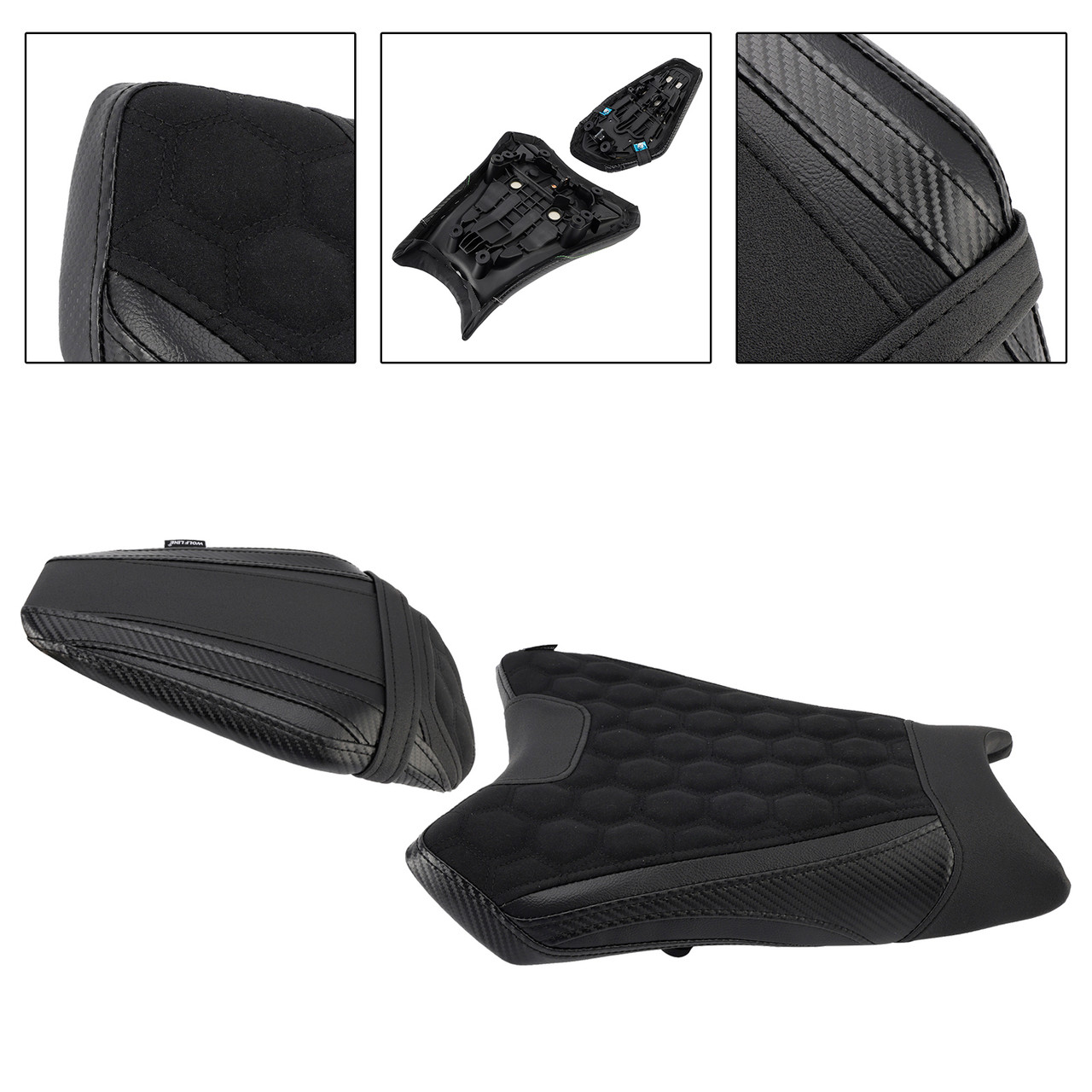 2019-2025 Kawasaki Zx-6R Front&Rear Seat Driver Cushion Black Generic