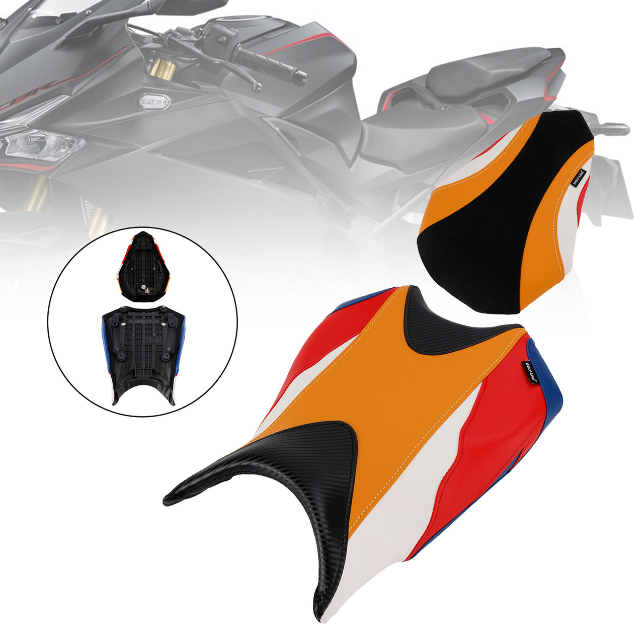2017-2024 Honda Cbr250Rr Front&Rear Raider Passenger Cushion Kit Orange Generic