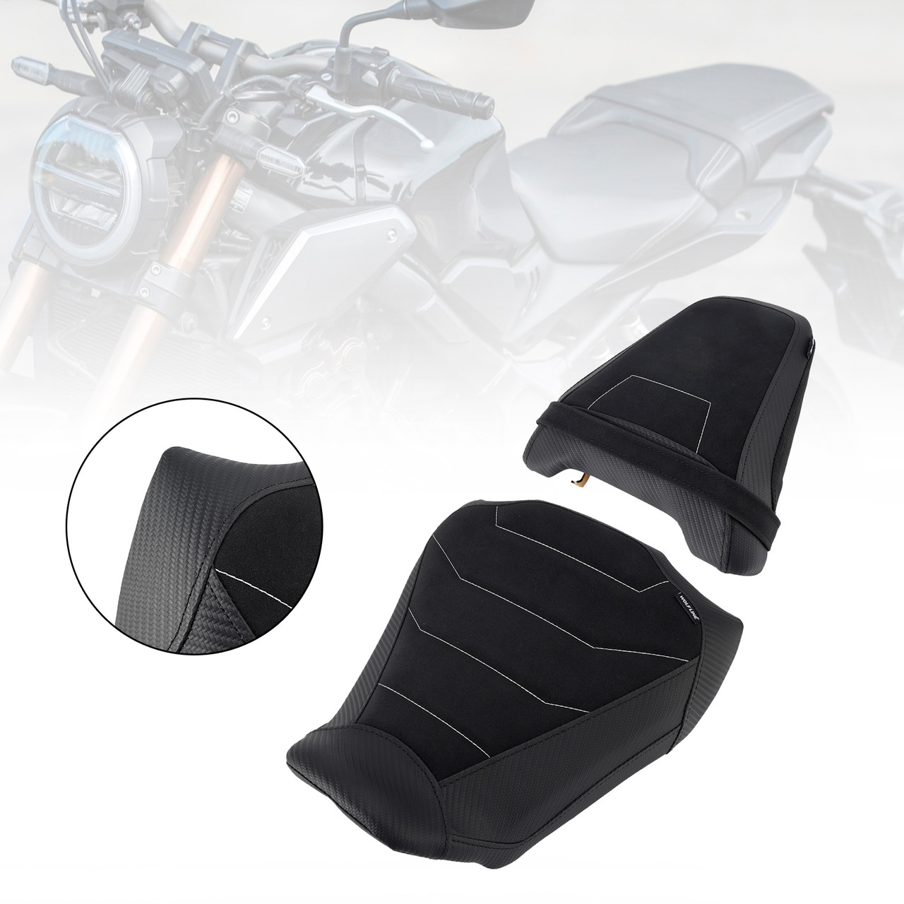 2024-2025 Honda Cb650R Cbr650R Front&Rear Raider Passenger Cushion Kit Black Generic