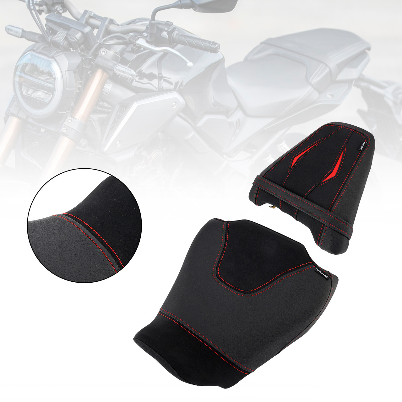 2024-2025 Honda Cb650R Cbr650R Front&Rear Raider Passenger Cushion Kit BLK Generic