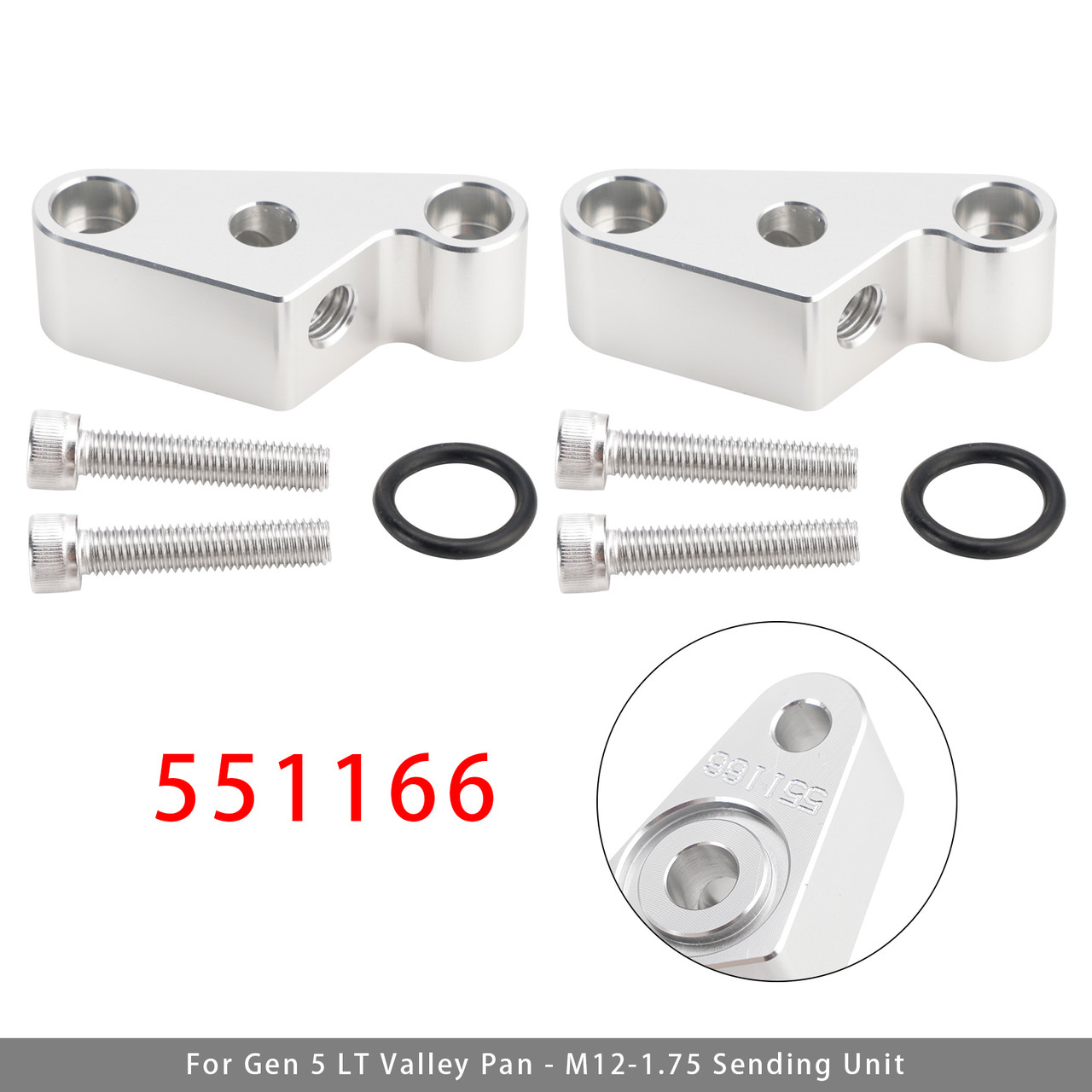 2 Pack Oil Pressure Sensor Adapter Port 551166 For Gen 5 Lt Valley Pan-M12-1.75 Sending Unit