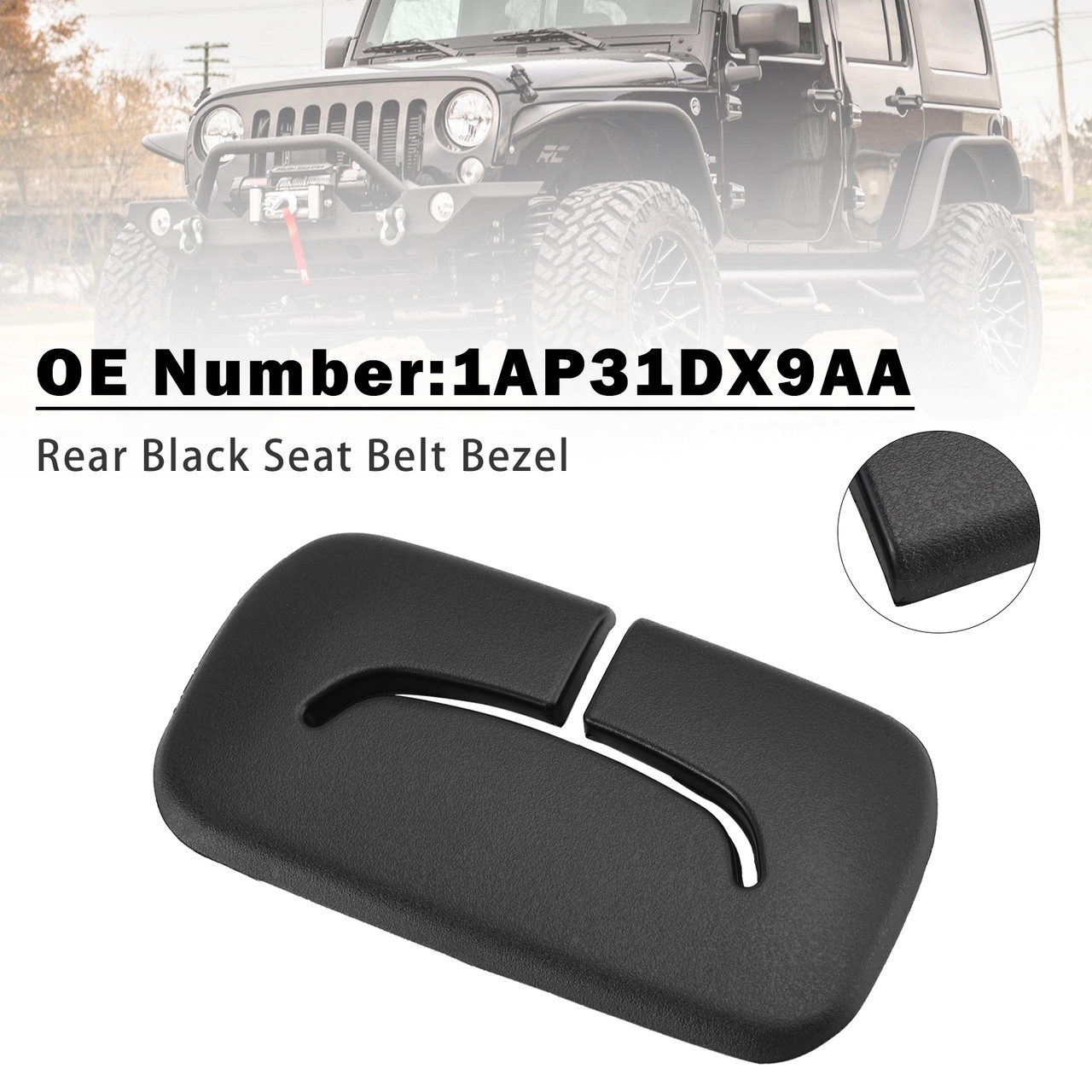 2011-2018 Jeep Wrangler JK Rear Black Seat Belt Bezel 1AP31DX9AA Generic