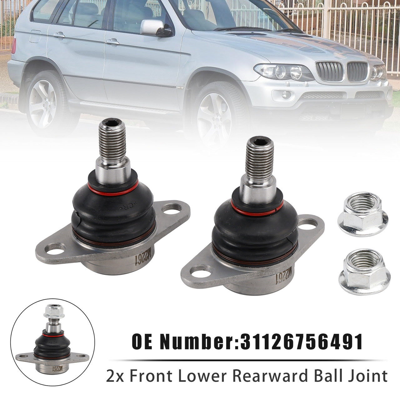2000-2006 BMW X5 E53 2x Front Lower Rearward Ball Joint 31126756491 Generic