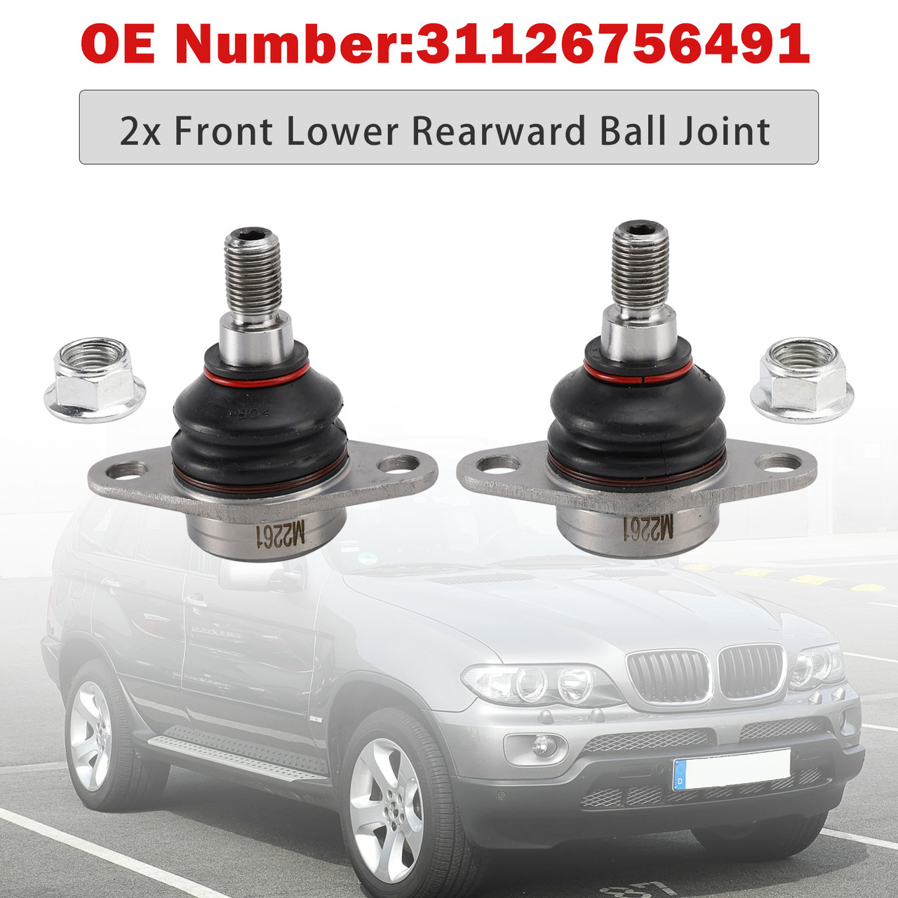2000-2006 BMW X5 E53 2x Front Lower Rearward Ball Joint 31126756491 Generic