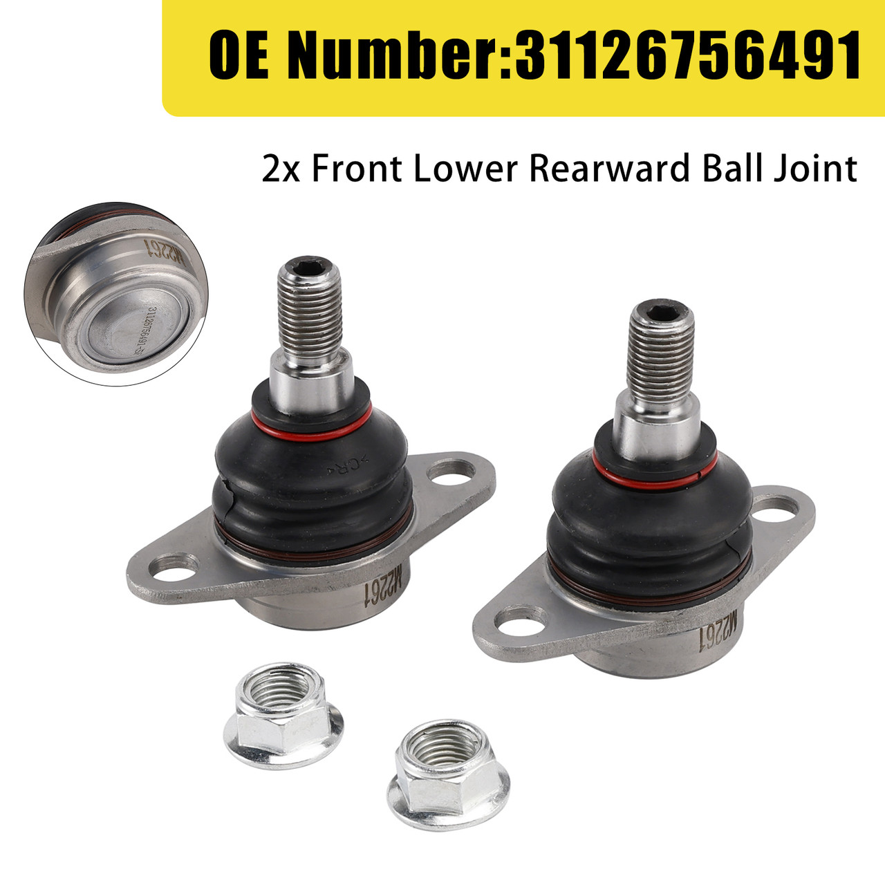 2000-2006 BMW X5 E53 2x Front Lower Rearward Ball Joint 31126756491 Generic