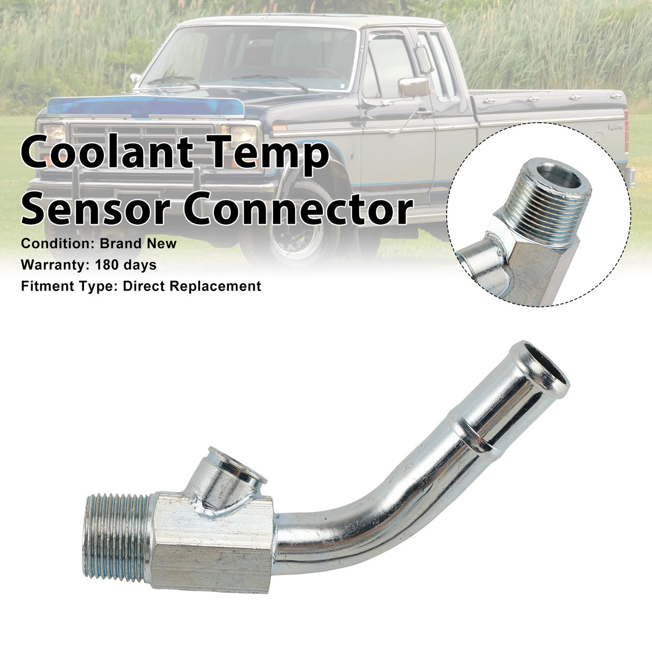 1985-1997 Ford F-150 F-250 F-350 Bronco Coolant Temp Sensor Elbow Connector Tube Generic
