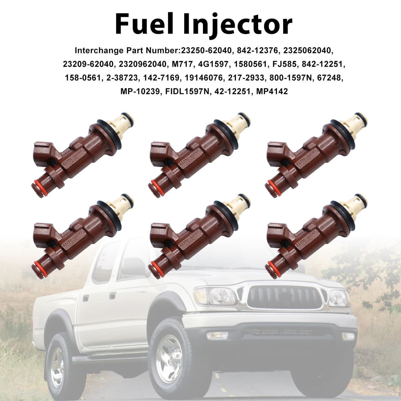 1998-2004 Toyota Tacoma 4Runner Tundra 6Pcs Fuel Injector 23250-62040 Generic