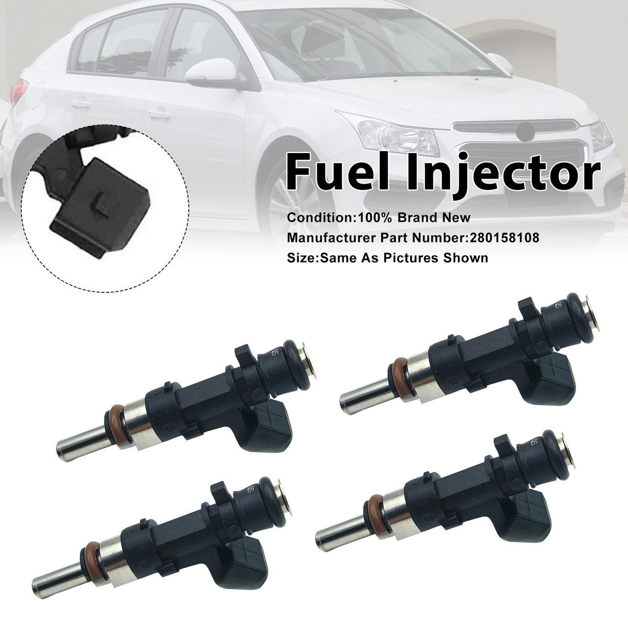 2013-2016 Holden Cruze JH 1.6L 4 Cyl A16LET 4Pcs Fuel Injector 0280158108 Generic