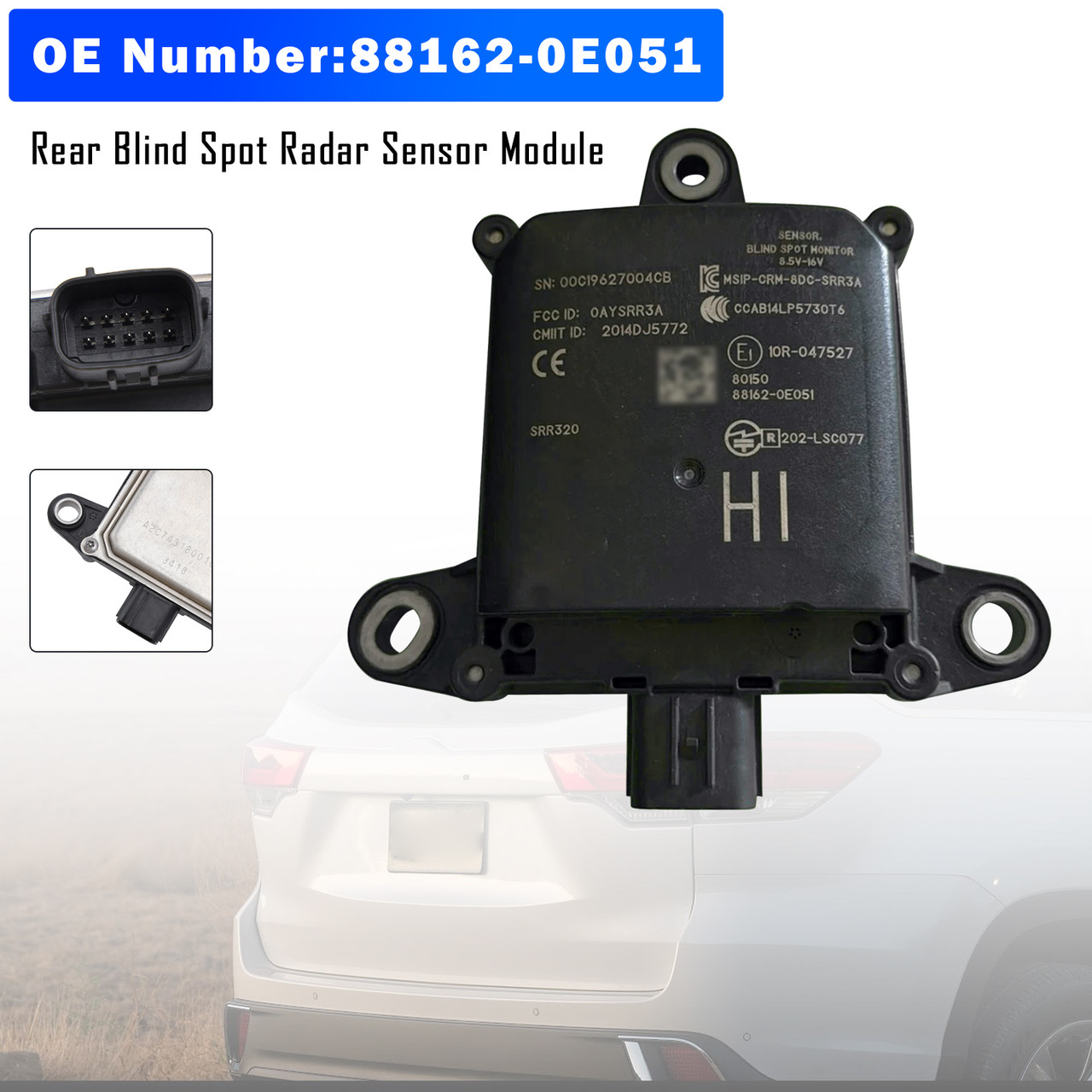 2017-2019 Toyota Highlander Rear Blind Spot Radar Sensor Module 88162-0E051 Generic