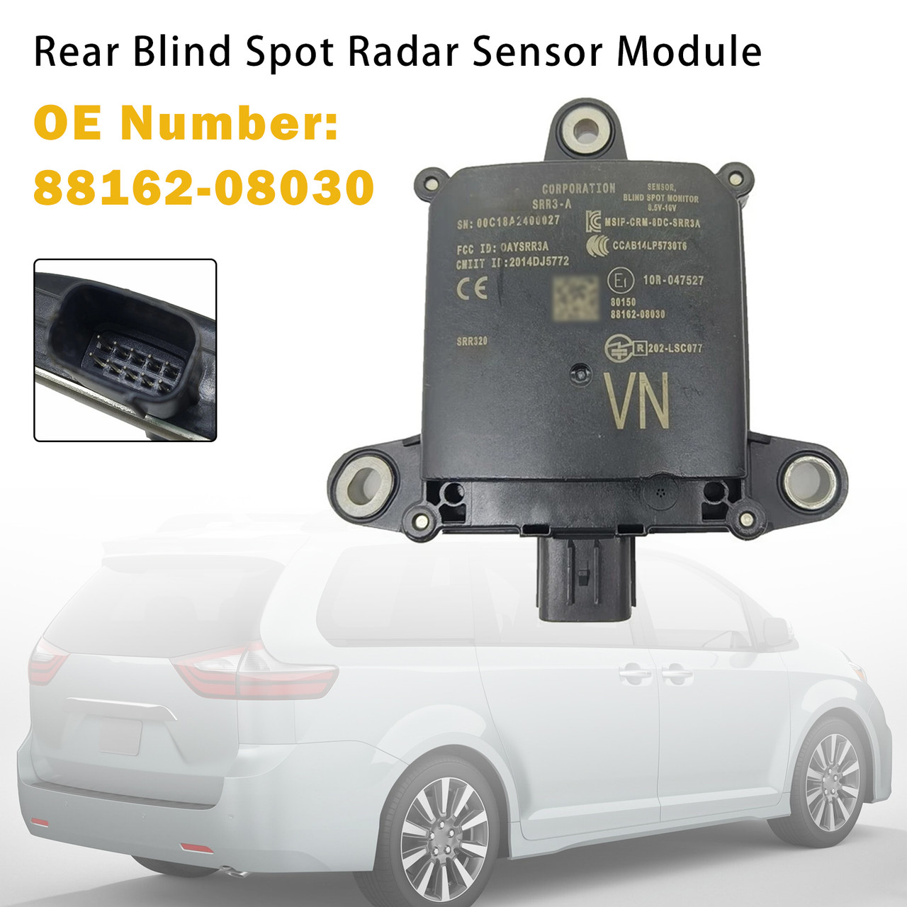 2010-2020 Toyota Sienna Rear Blind Spot Radar Sensor Module 88162-08030 Generic
