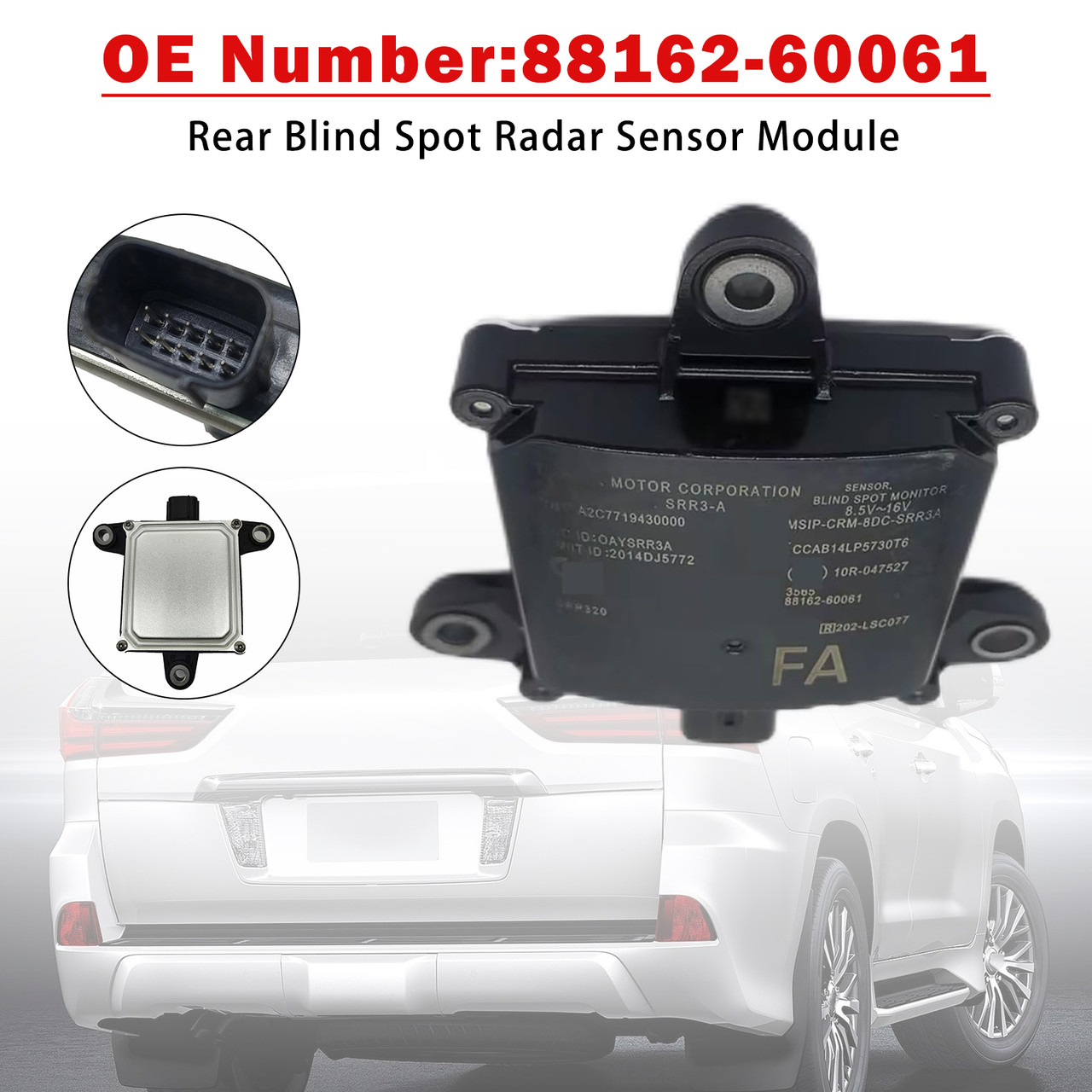 2016-2020 Lexus LX570 Rear Blind Spot Radar Sensor Module 88162-60061 Generic