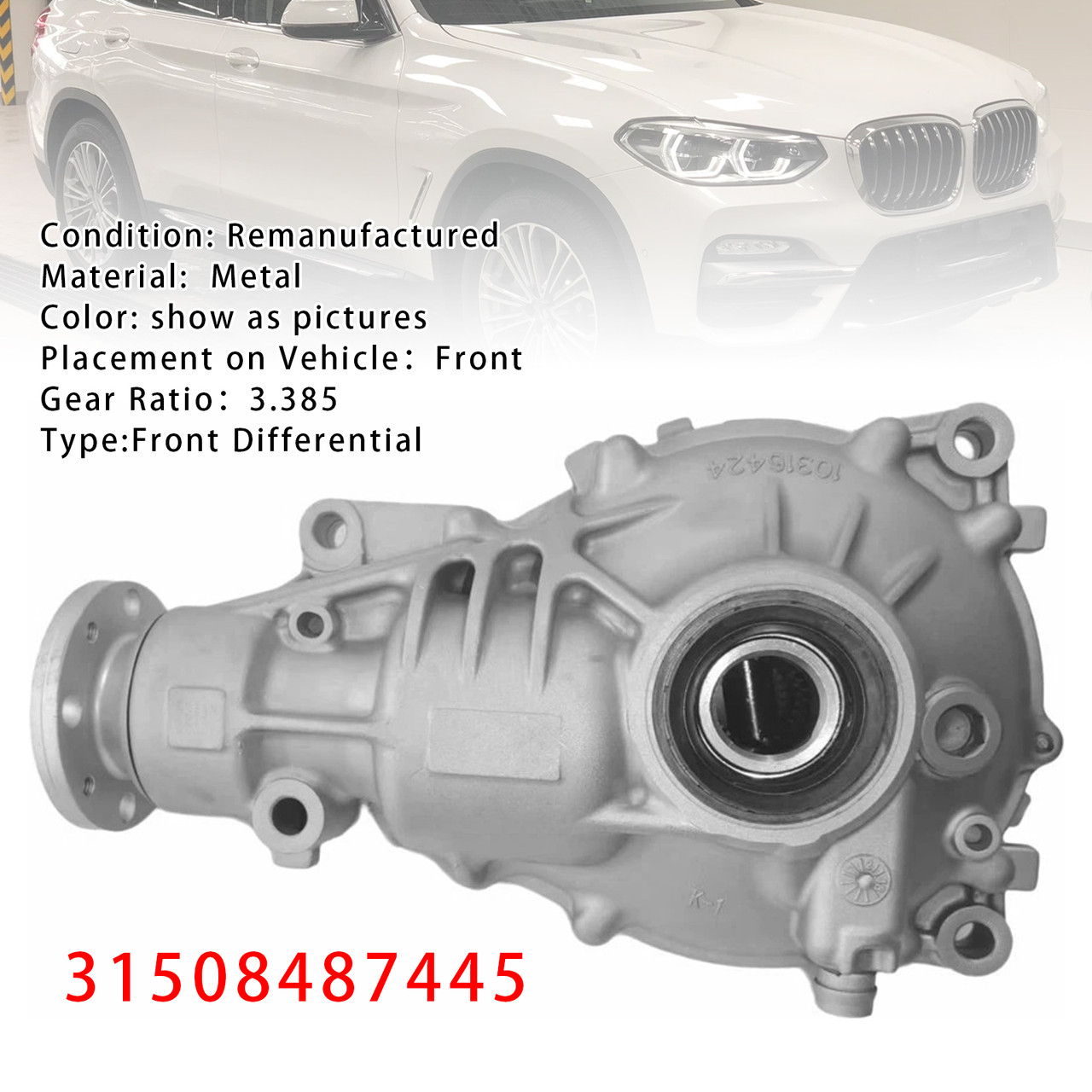 2017-2024 BMW X3 X4 X5 X6 Front Differential Ratio 3.385 31508487445 Generic