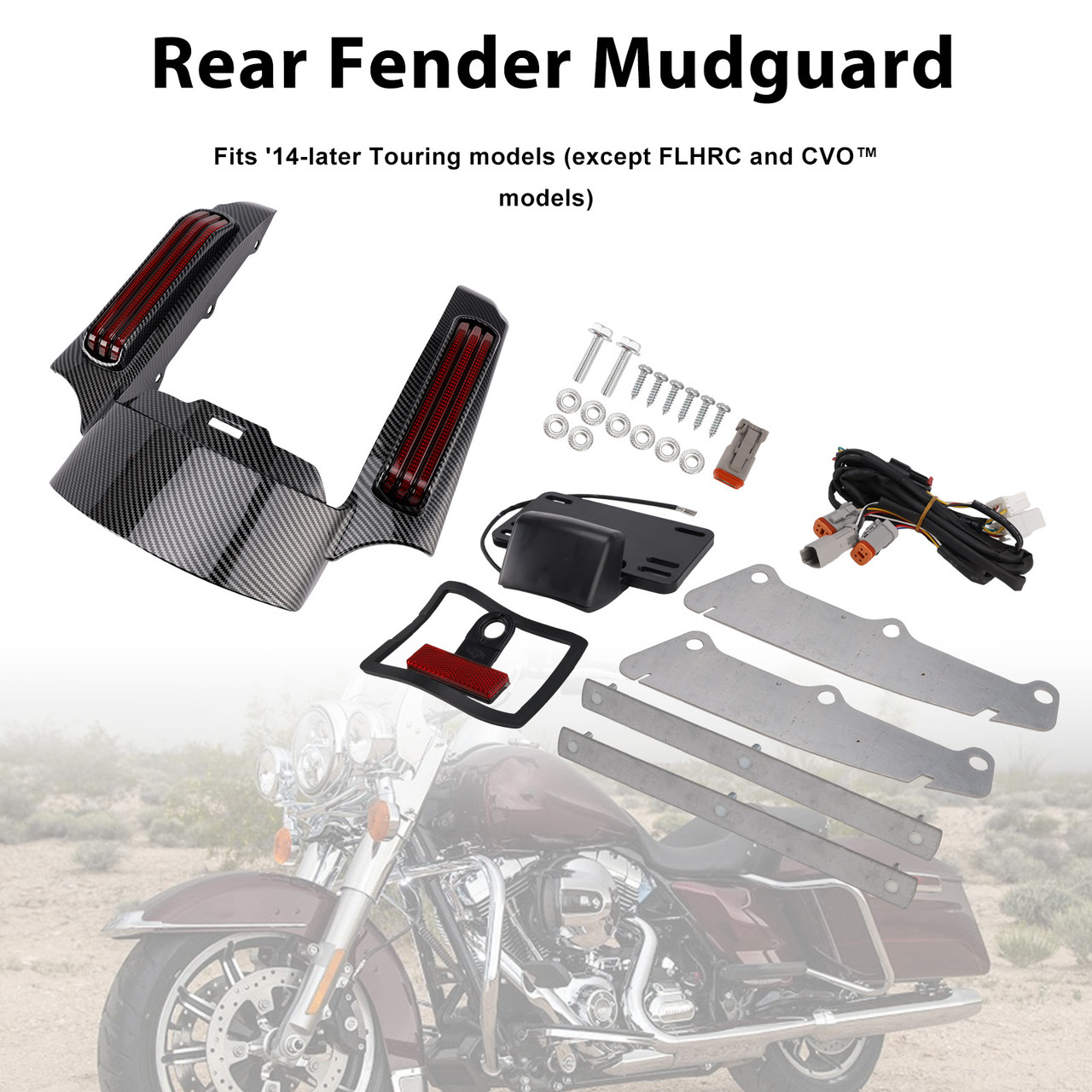 Rear Fender LED Light Red fit for Touring Road King FLHR Street Glide FLHX FLTRX 2014+