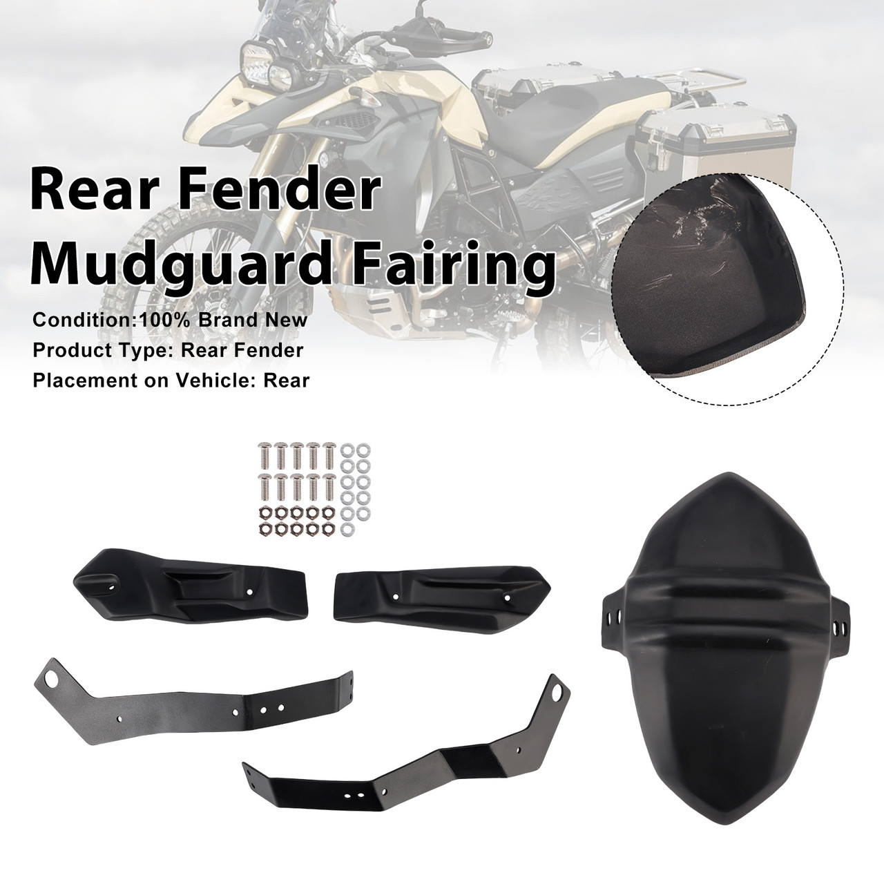 BMW F800GS Rear Fender Mudguard Fairing Black Generic