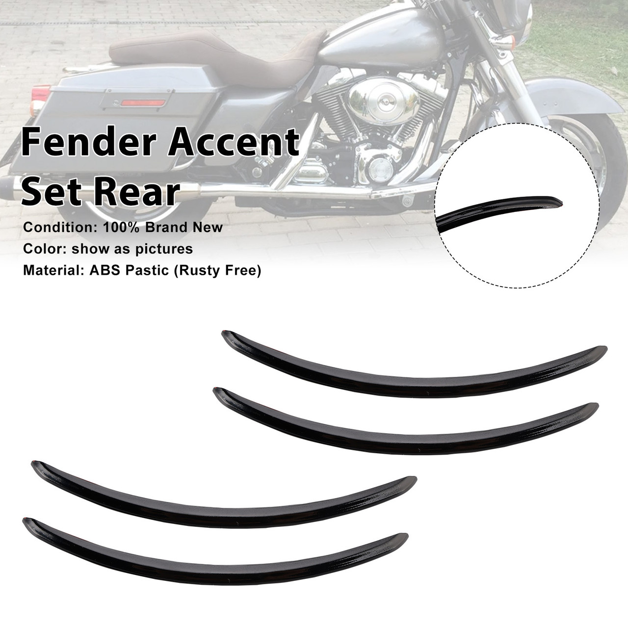 2006-2013 Harley FLHX Street Glide Fender Accent Set Rear Black Generic