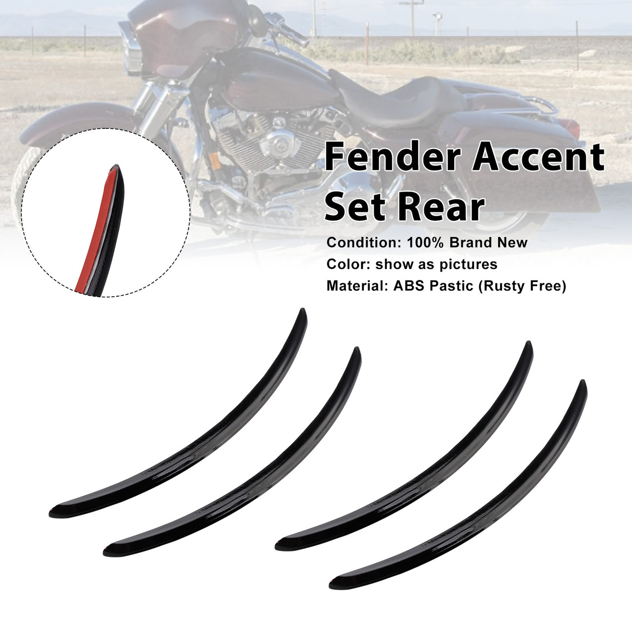 2006-2013 Harley FLHX Street Glide Fender Accent Set Rear Black Generic