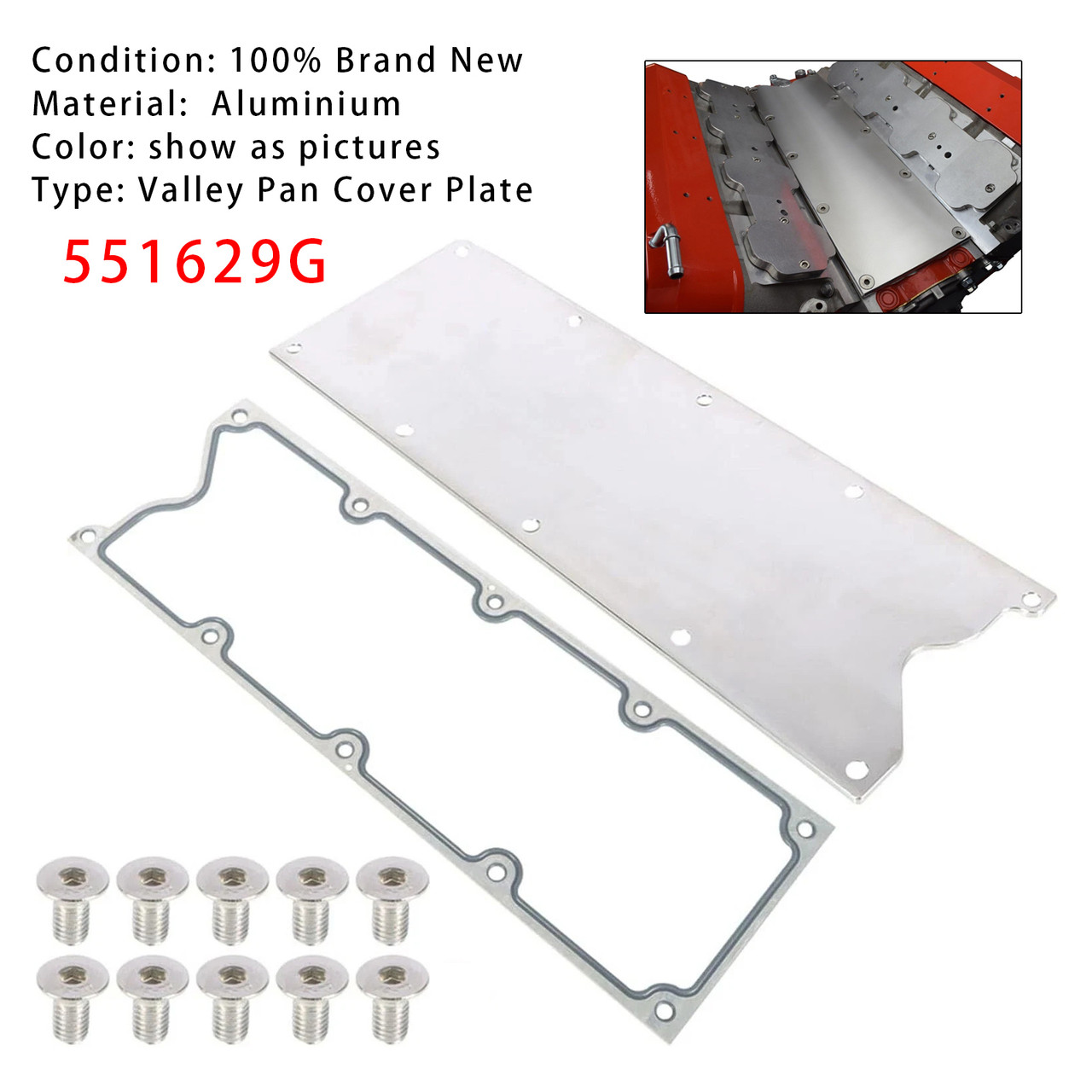 LS Gen 3 Valley Pan Cover Plate with Gasket Low Profile For LSX LS1 LM7 LR4 LQ4 LS6 L59 LQ9 LM4 L33 551629G