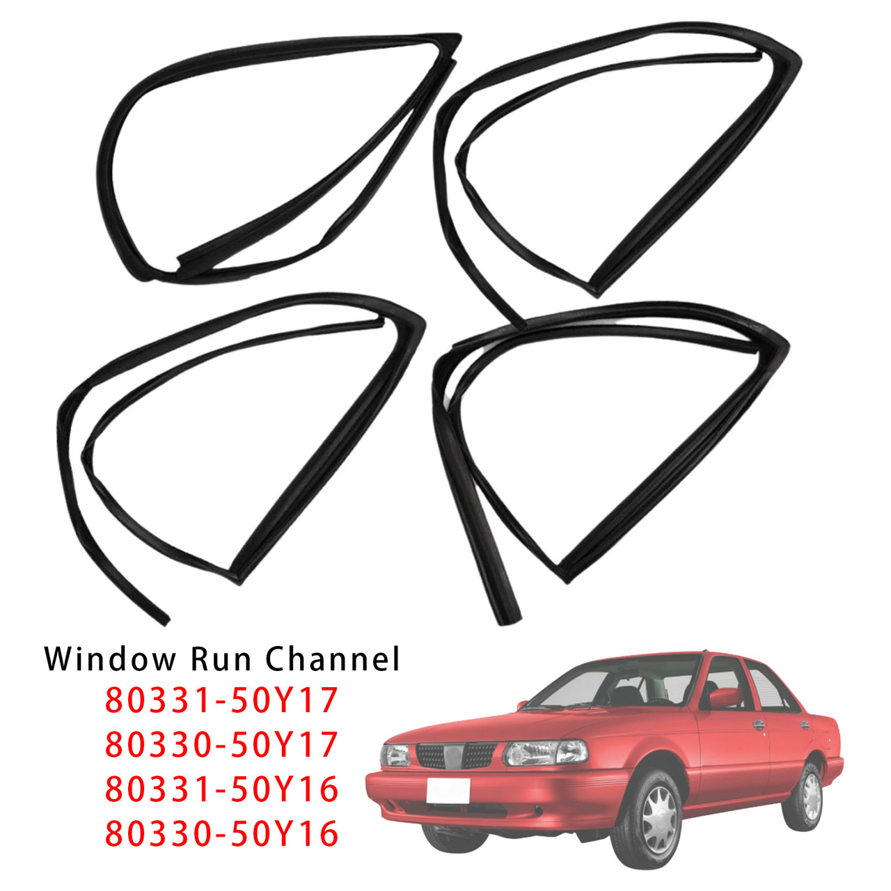 1990-1994 Nissan Sunny Sentra Tsuru B13 4PCS Glass Run Channel Seal Generic