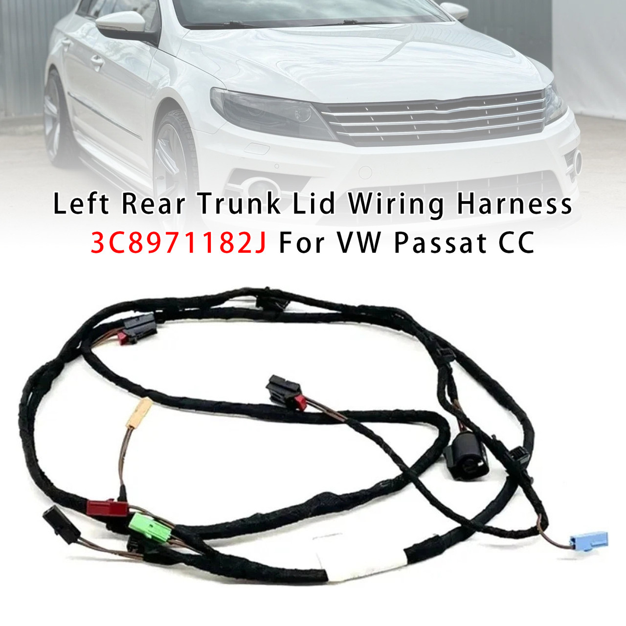 2010-2017 VW Passat CC Left Rear Trunk Lid Wiring Harness 3C8971182J Generic