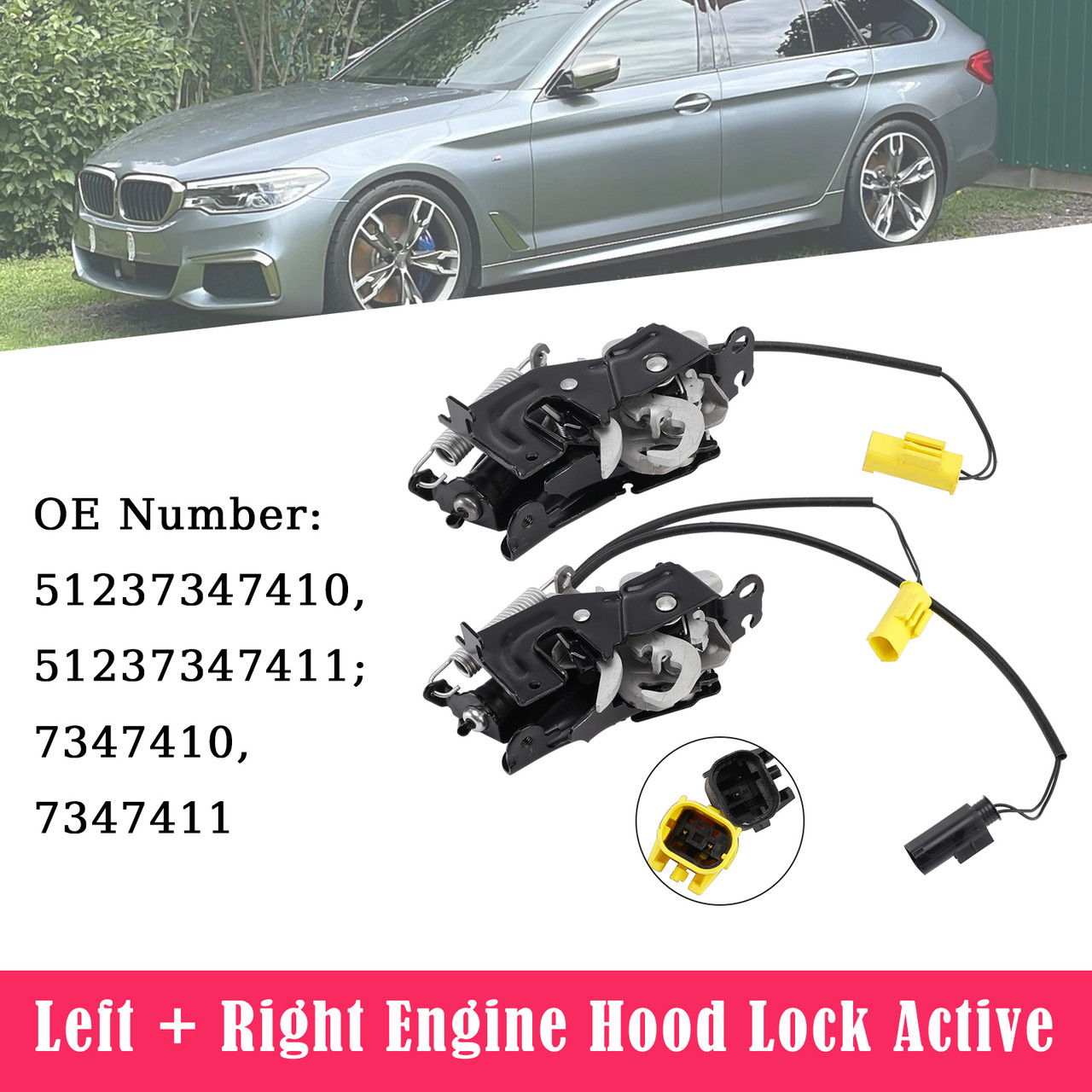 2017- BMW 5 6 8 Z4 Engine Hood Lock Active Left + Right Set Generic
