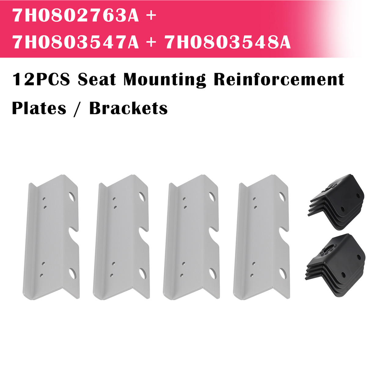 12x Seat Mounting Reinforcement Plates/Brackets For VW T5 T6 2 + 1 Rear Seats