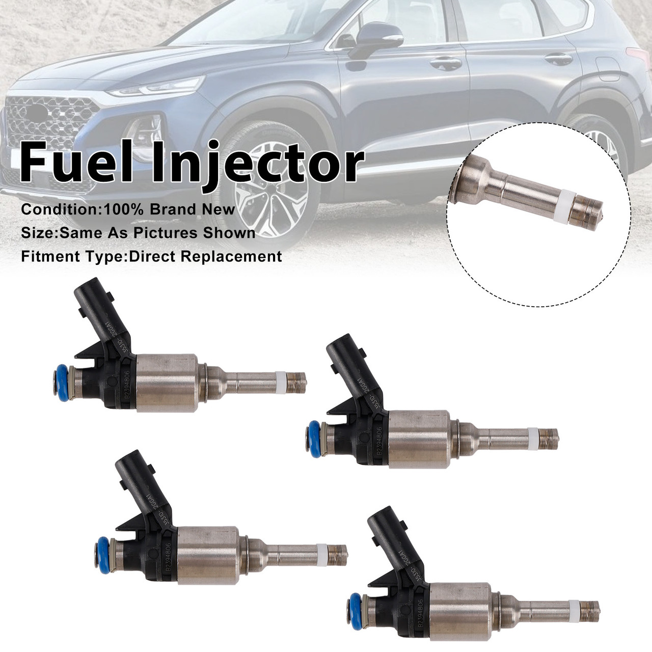 2015-2020 Hyundai Santa Fe Sonata Tucson 4Pcs Fuel Injector 35310-2GGA1 Generic