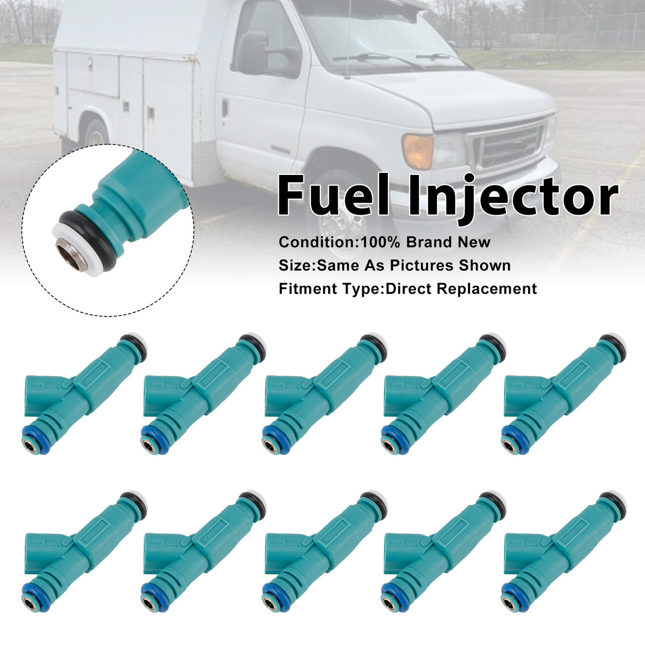 2004-2009 Ford E-350 E-450 10Pcs Fuel Injector 4C2Z9F593DA Generic