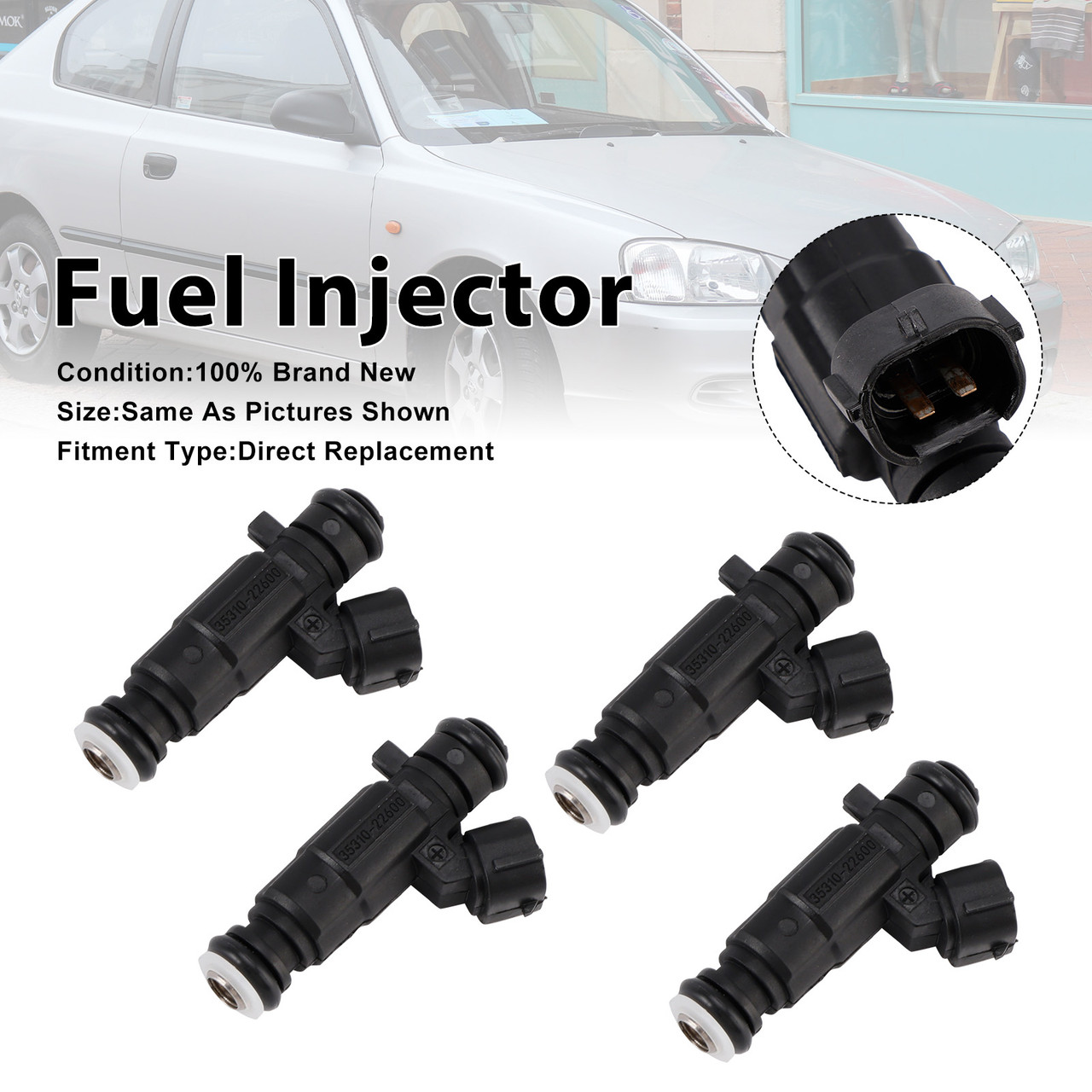 2000-2005 Hyundai Accent Elantra Getz 4Pcs Fuel Injector 835310-22600 Generic
