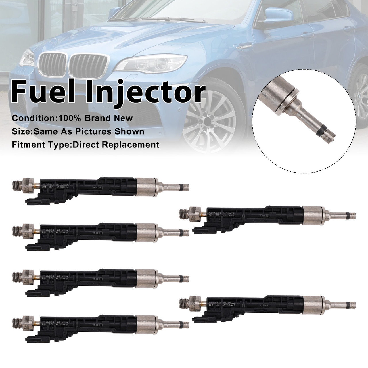 2011-2015 BMW X1 X3 X5 X6 6Pcs Fuel Injector 0261500109 Generic