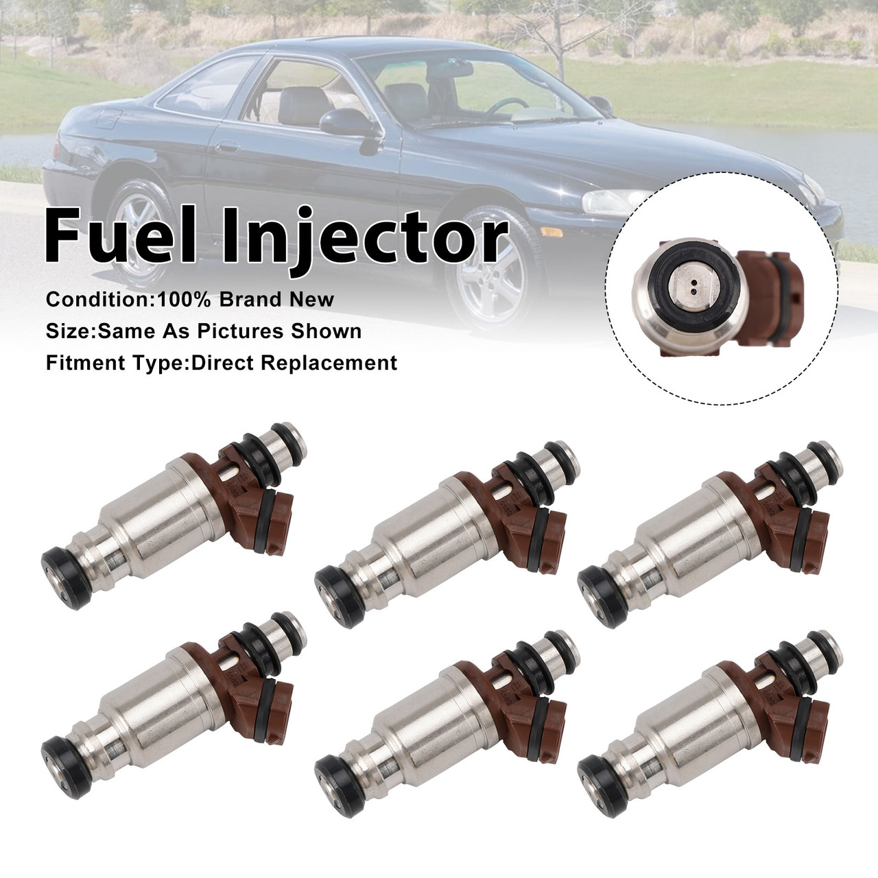 1993-1995 Toyota Supra 6Pcs Fuel Injector 23250-46030 Generic