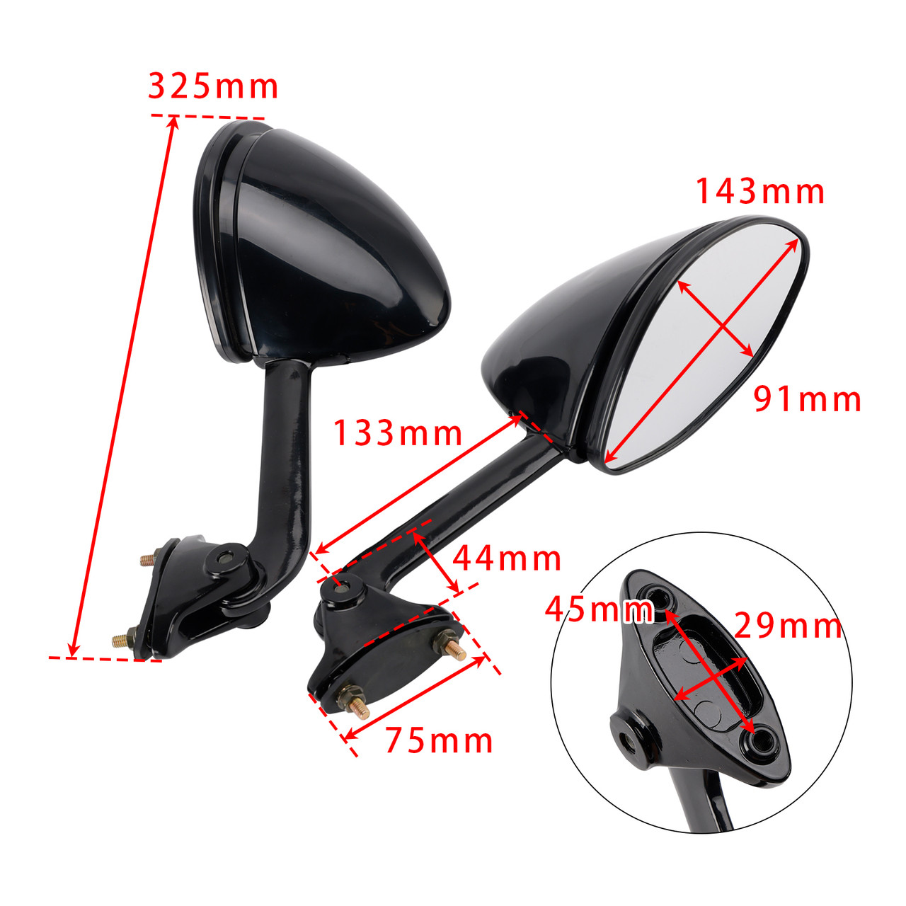 2006-2025 Kawasaki ZZR-1400 ZZR 1400 ZX-14 ZX14 Rearview Mirrors Left and Right Black Generic