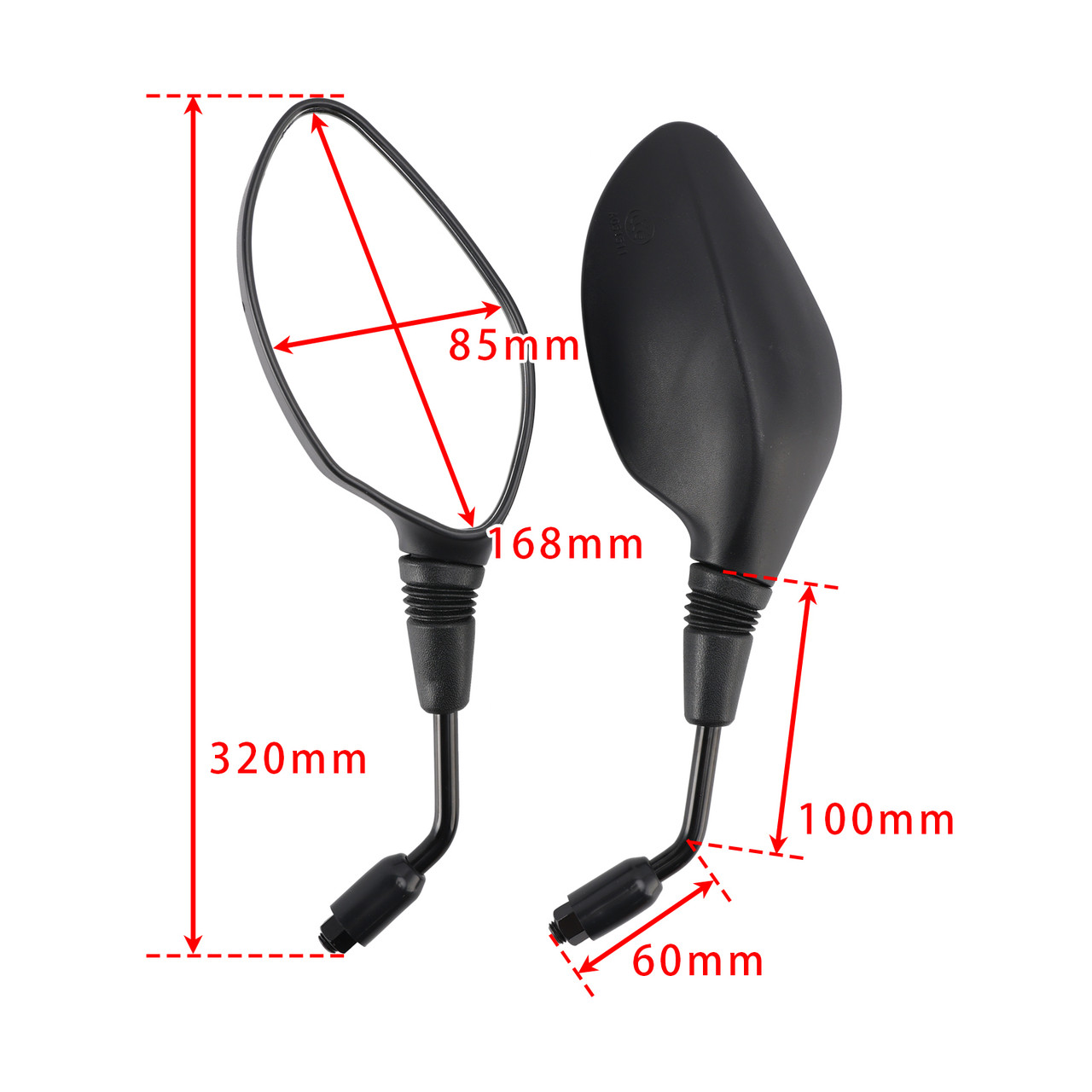 2009-2018 Honda PCX125 PCX 150 Rearview Mirrors Left and Right Black Generic