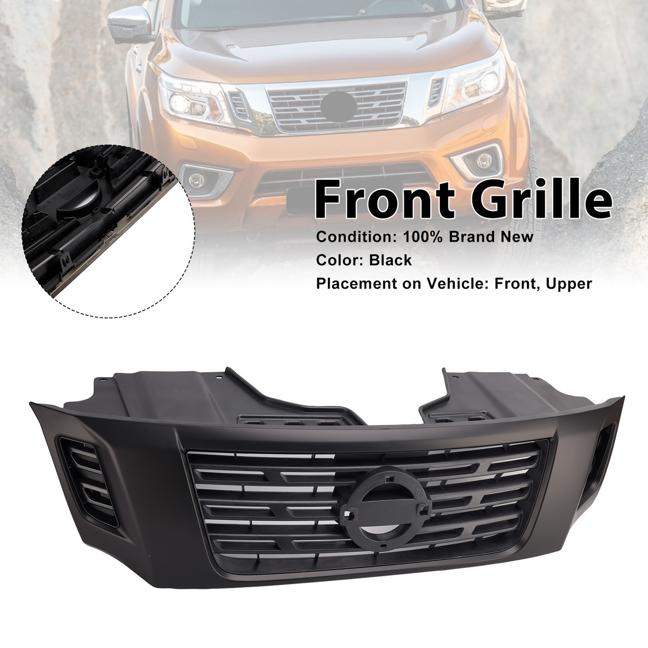 2015-2020 Nissan Navara D23 NP300 Front Bumper Grille Black Generic
