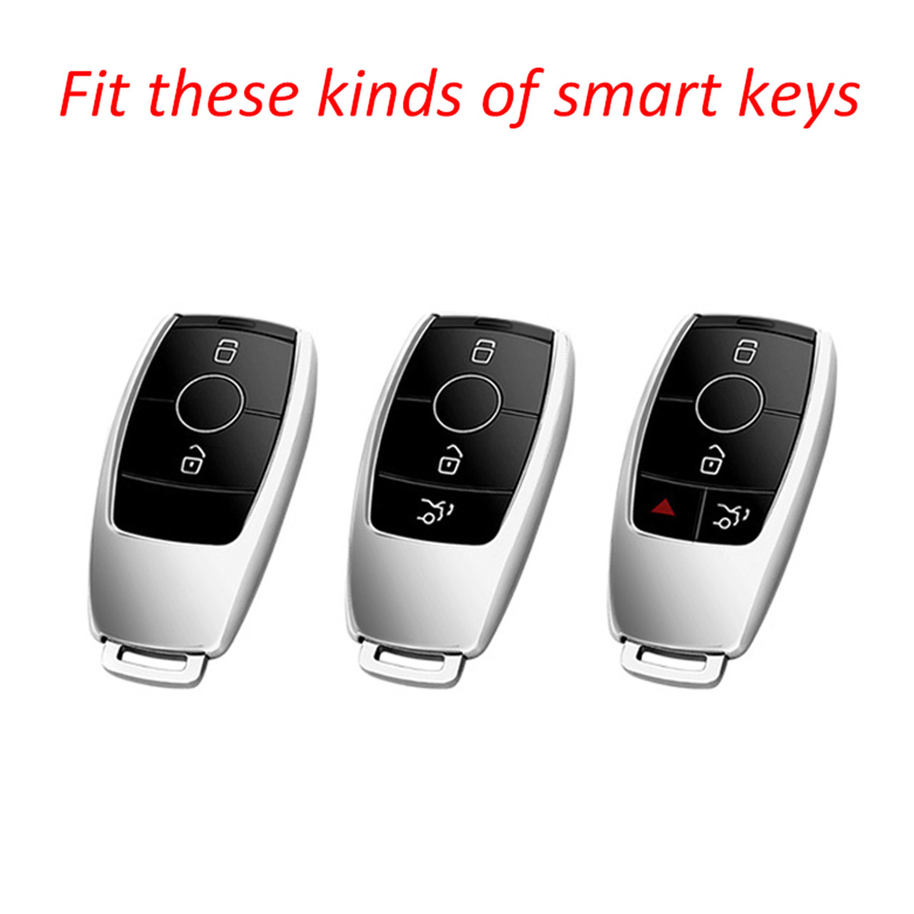 Leather Silicone Car Key Case Cover With Buckle For Mercedes-Benz E