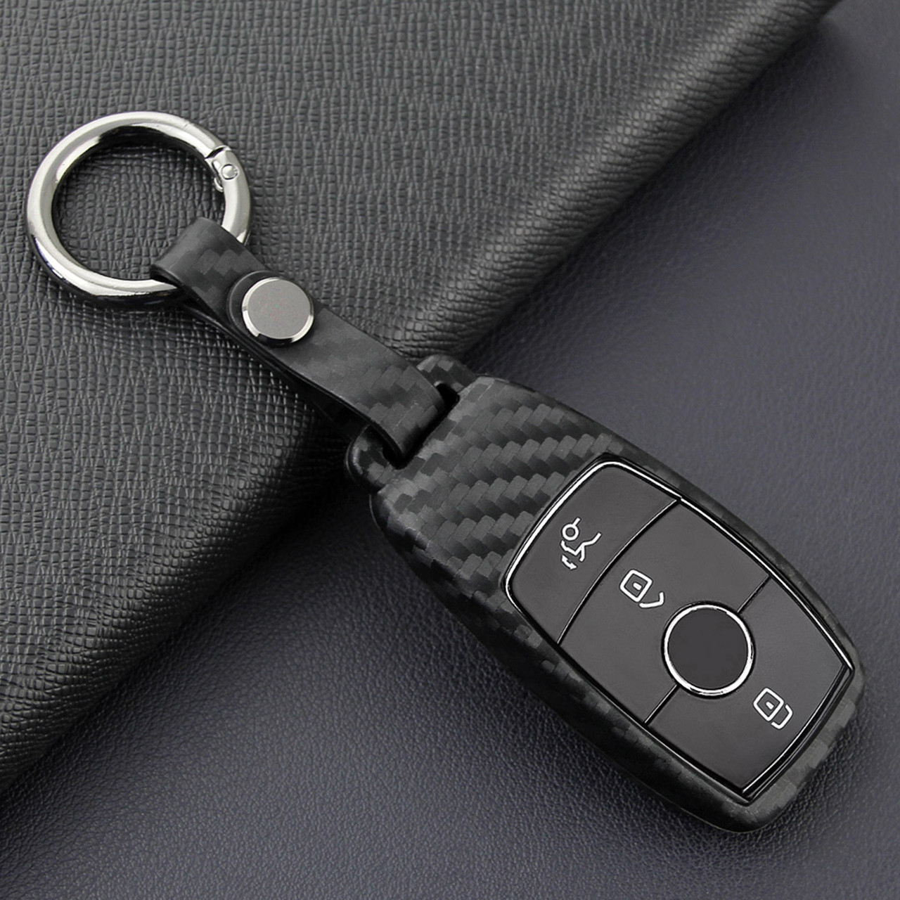 Leather Silicone Car Key Case Cover With Buckle For Mercedes-Benz E