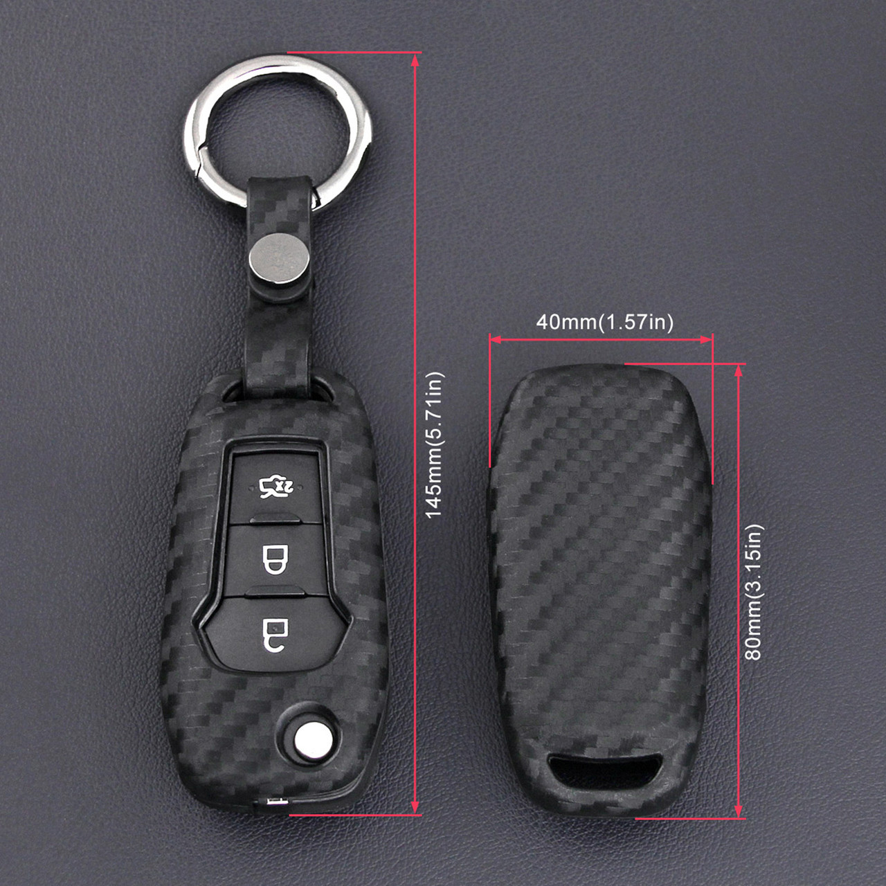 2015-2019 Ford Leather Silicone Car Key Case Cover With Buckle Generic