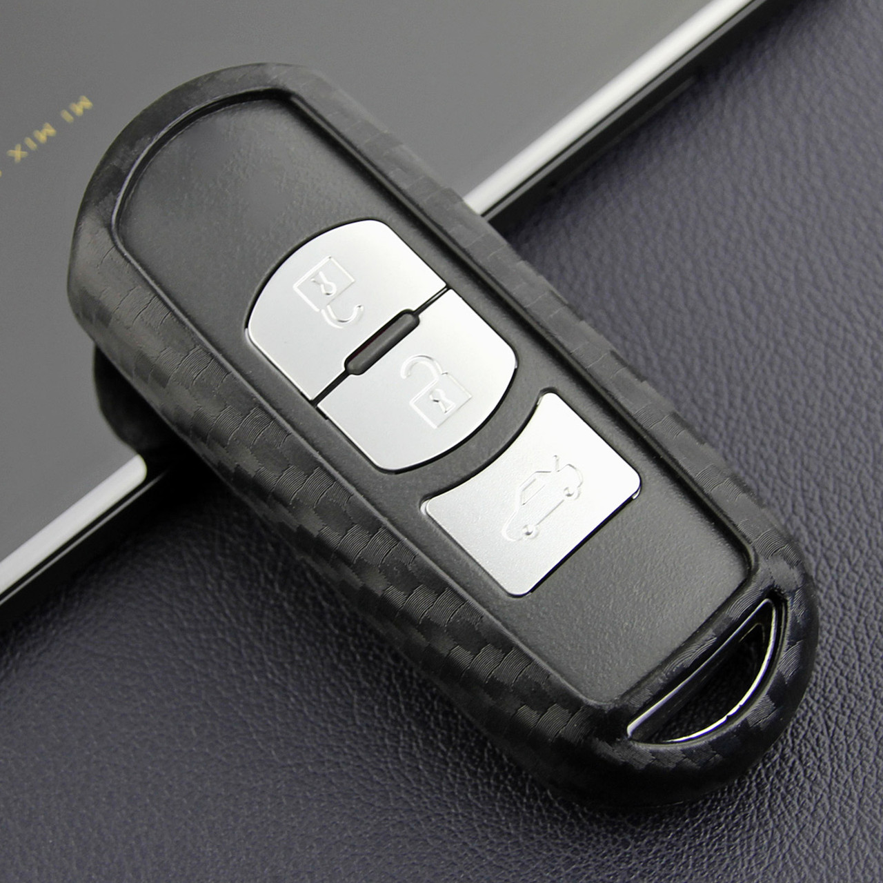 2013-2019 Mazda CX-3 5 9 Leather Silicone Car Key Case Cover With Buckle Generic