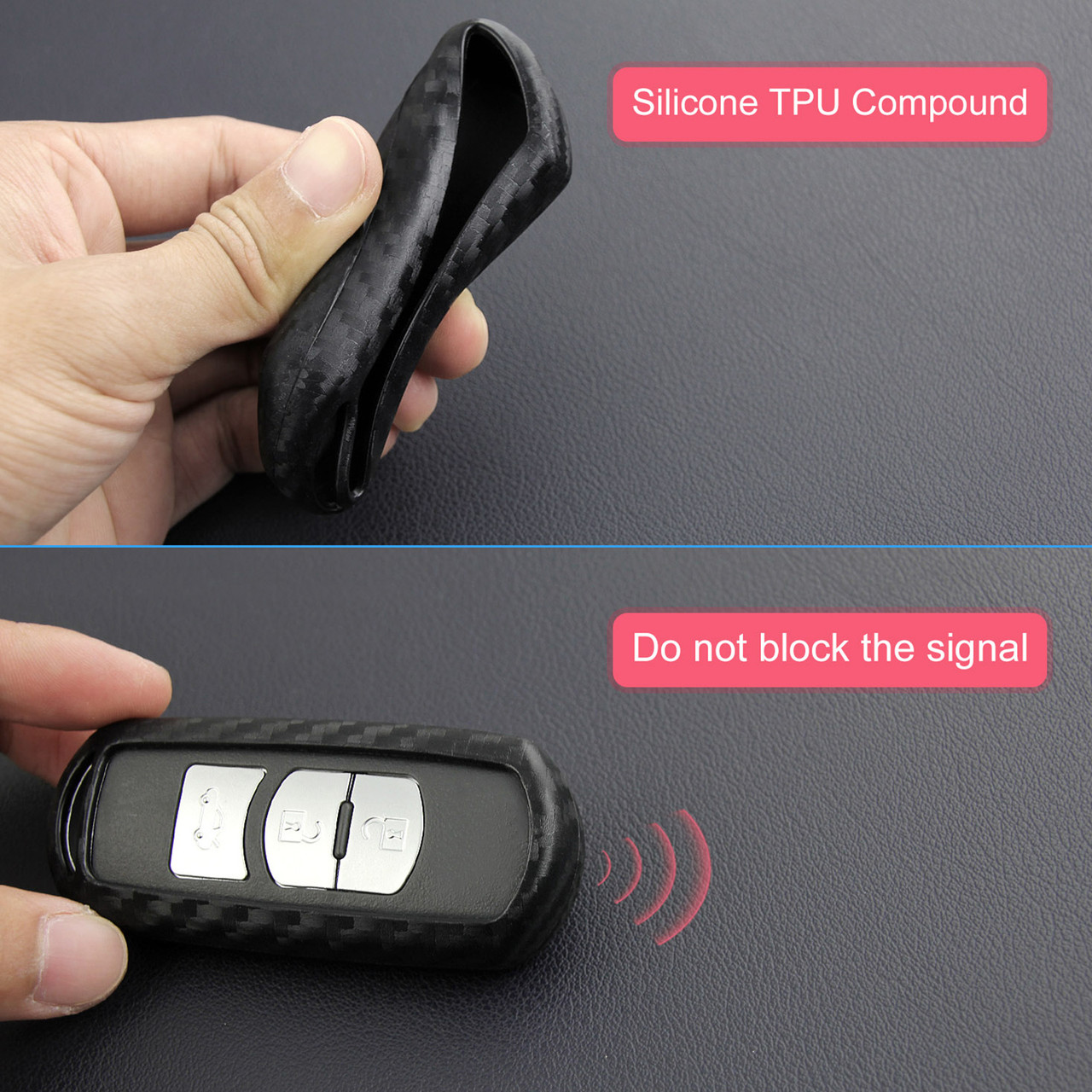 2013-2019 Mazda CX-3 5 9 Leather Silicone Car Key Case Cover With Buckle Generic