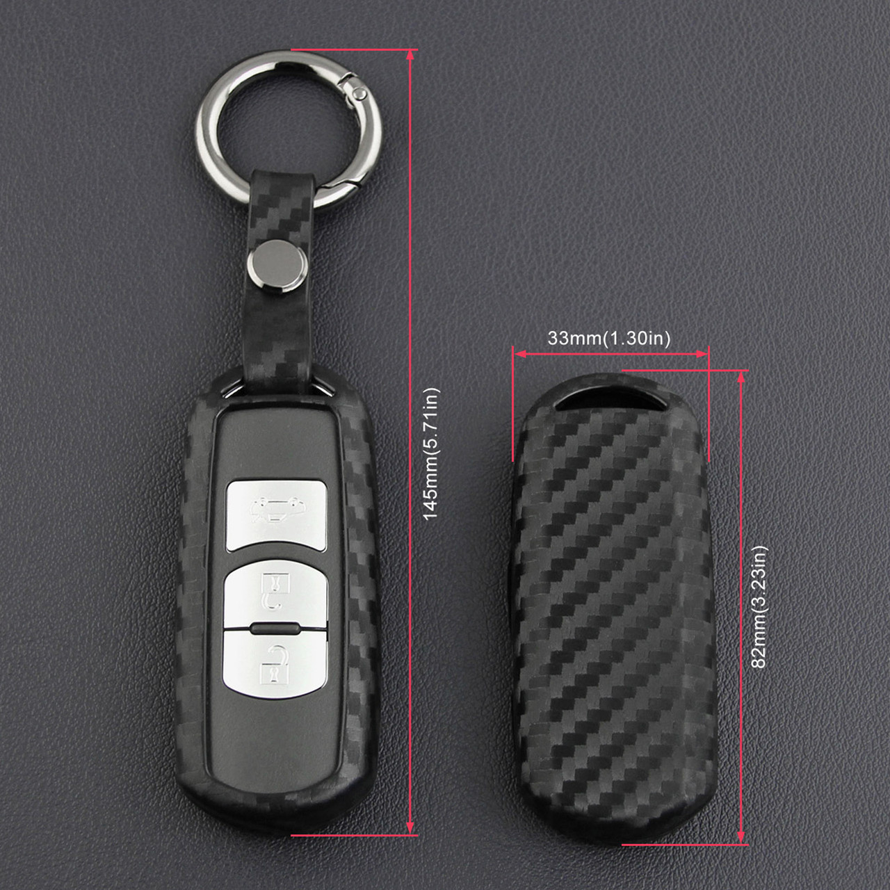 2013-2019 Mazda CX-3 5 9 Leather Silicone Car Key Case Cover With Buckle Generic