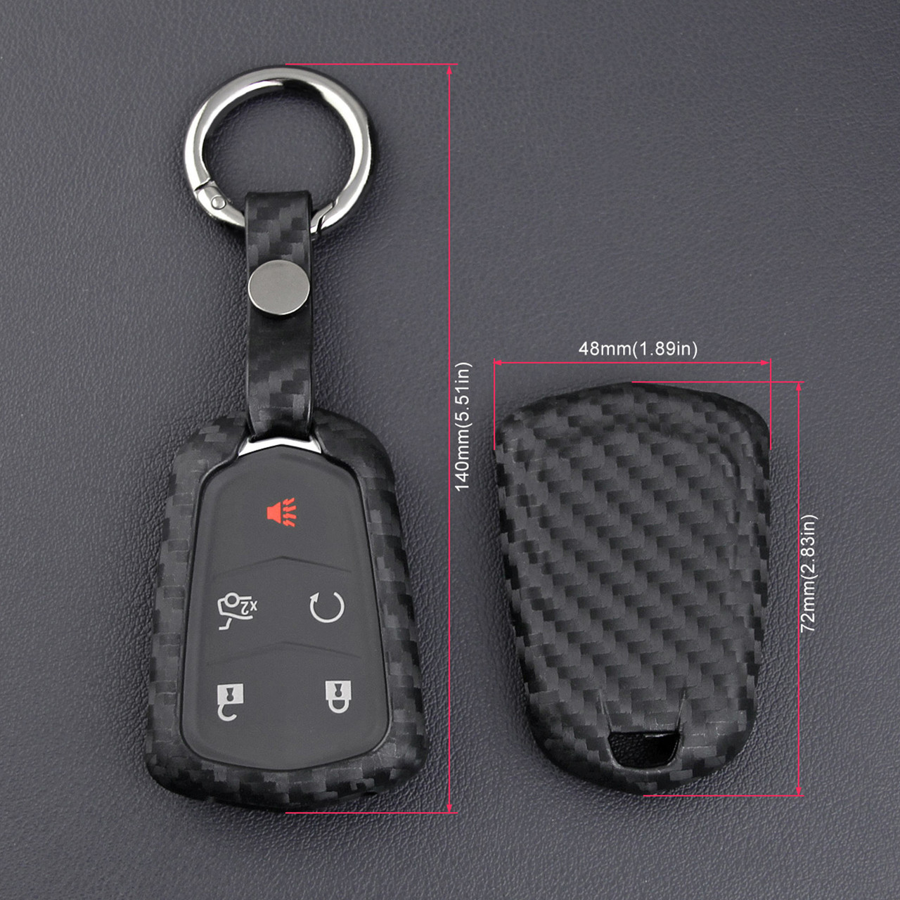 2013-2019 Cadillac ATS CTS CT6 XTS XT4 XT5 Escalade Leather Silicone Car Key Case Cover With Buckle Generic