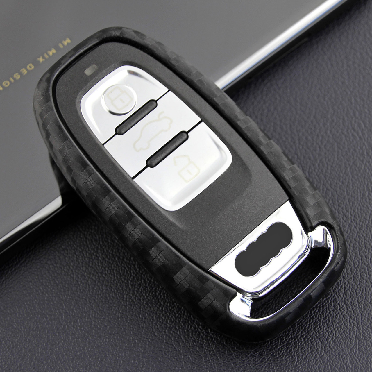 Leather Silicone Car Key Case Cover With Buckle For Audi