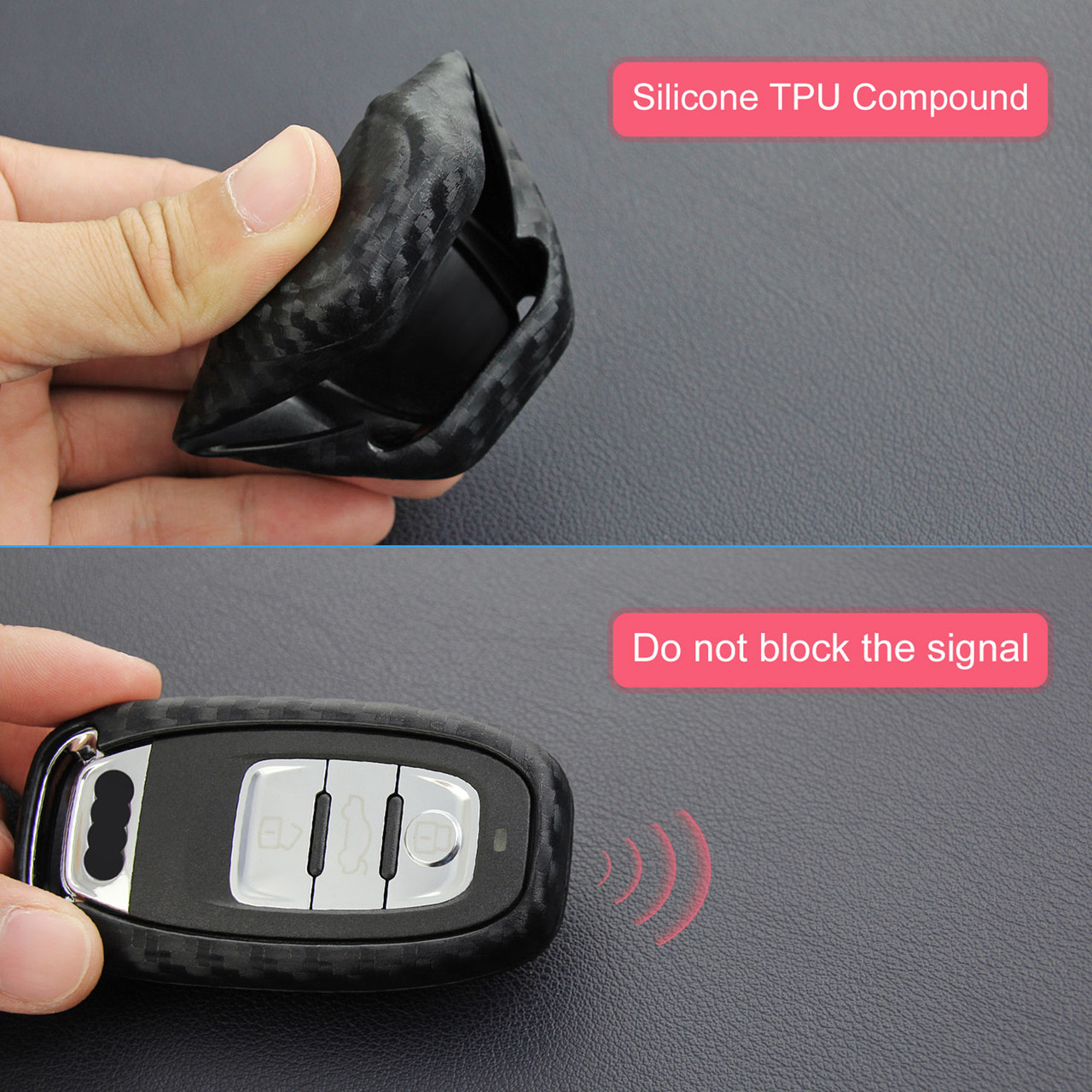 Leather Silicone Car Key Case Cover With Buckle For Audi
