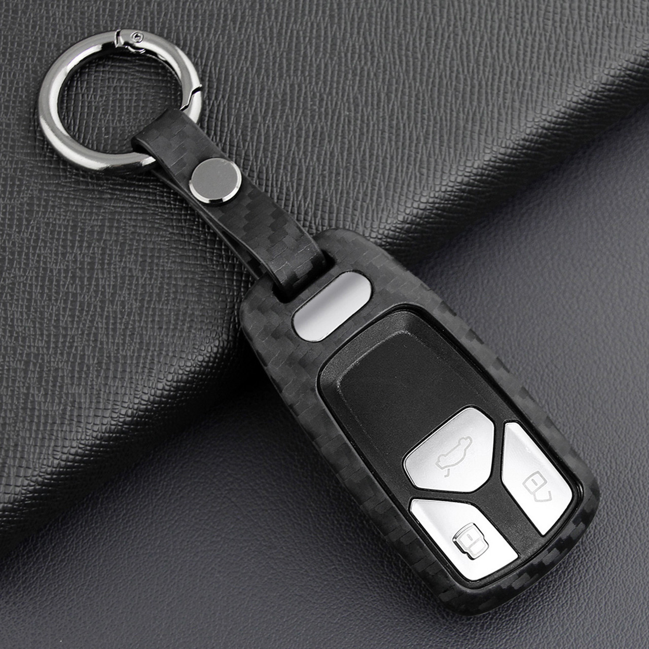 Leather Silicone Car Key Case Cover With Buckle For Audi A4 Q5