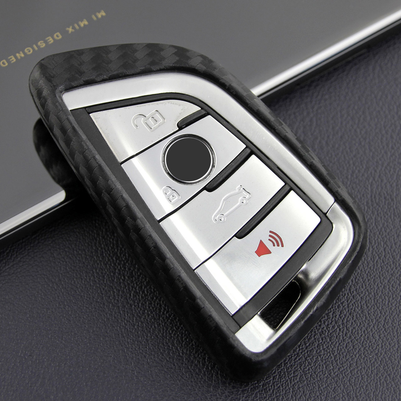 Leather Silicone Car Key Case Cover With Buckle For BMW
