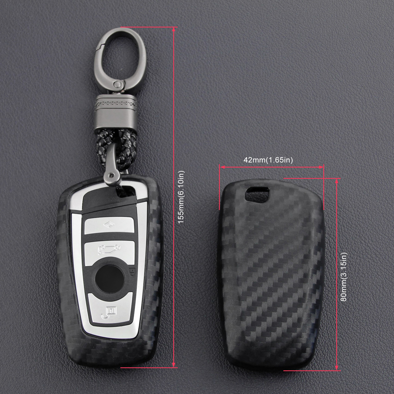 BMW 1 2 3 4 5 6 7 Series Leather Silicone Car Key Case Cover With Buckle Generic