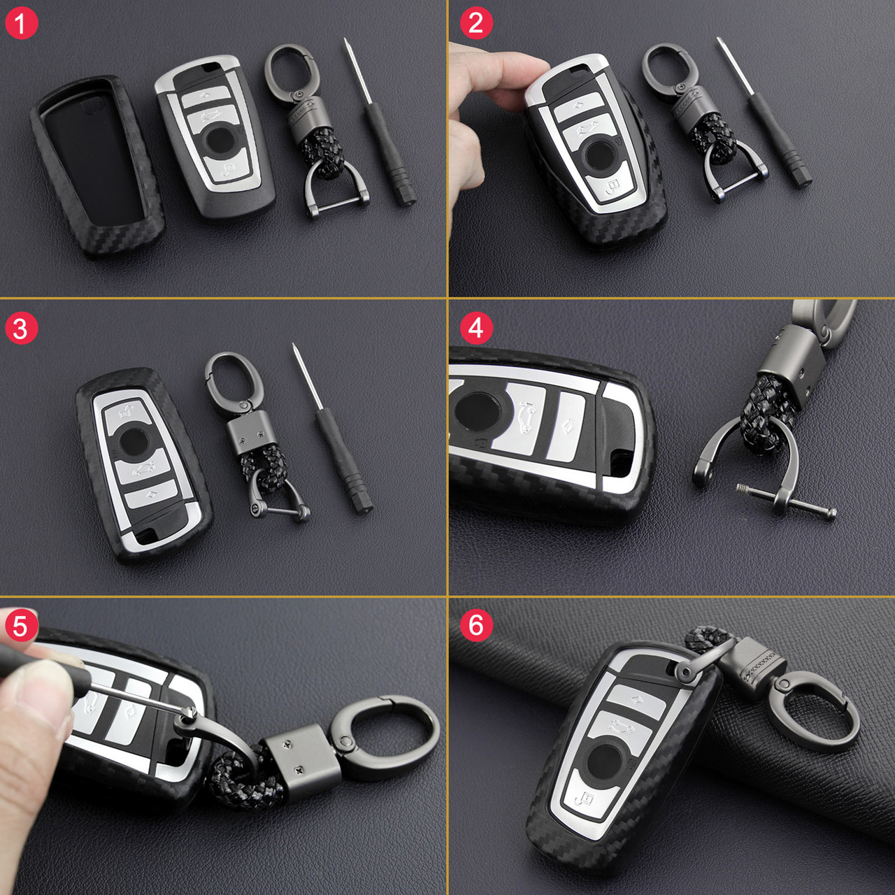 2011-2018 BMW X3 X4 Leather Silicone Car Key Case Cover With Buckle Generic