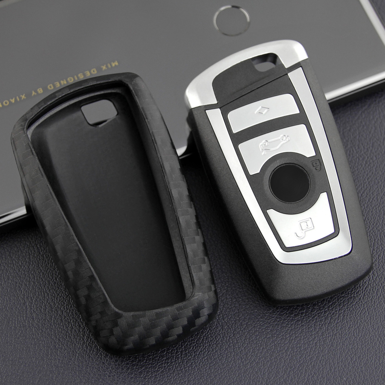 2012-2018 BMW M2 M3 M4 M5 M6 Leather Silicone Car Key Case Cover With Buckle Generic
