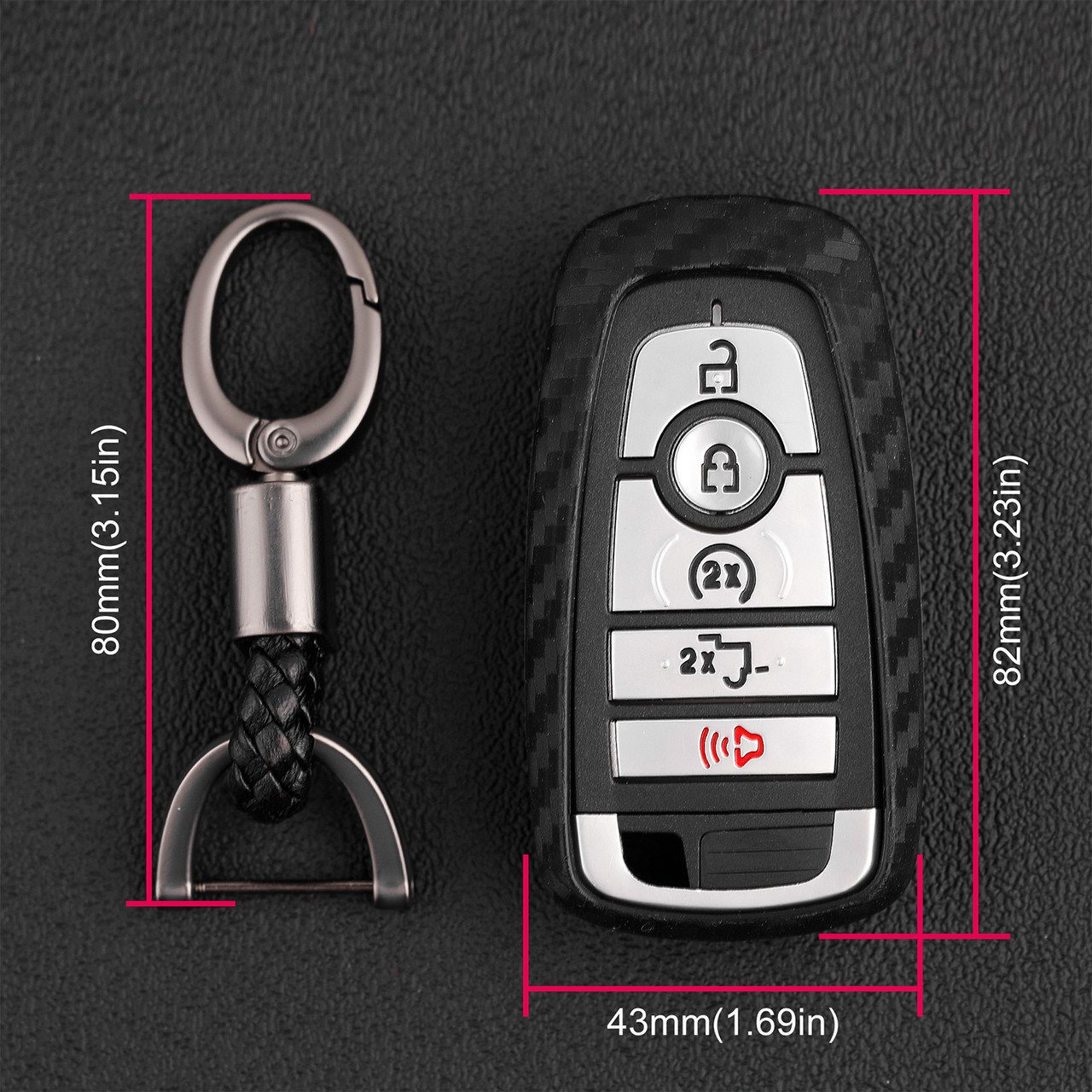 2017 Ford Leather Silicone Car Key Case Cover With Buckle Generic